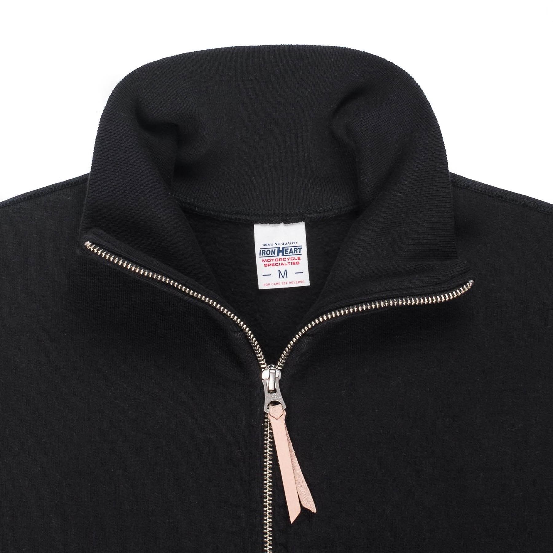 IHSW-11-BLK 14oz Ultra Heavyweight Loopwheel Cotton Zip Up Sweater - Black - Image 3