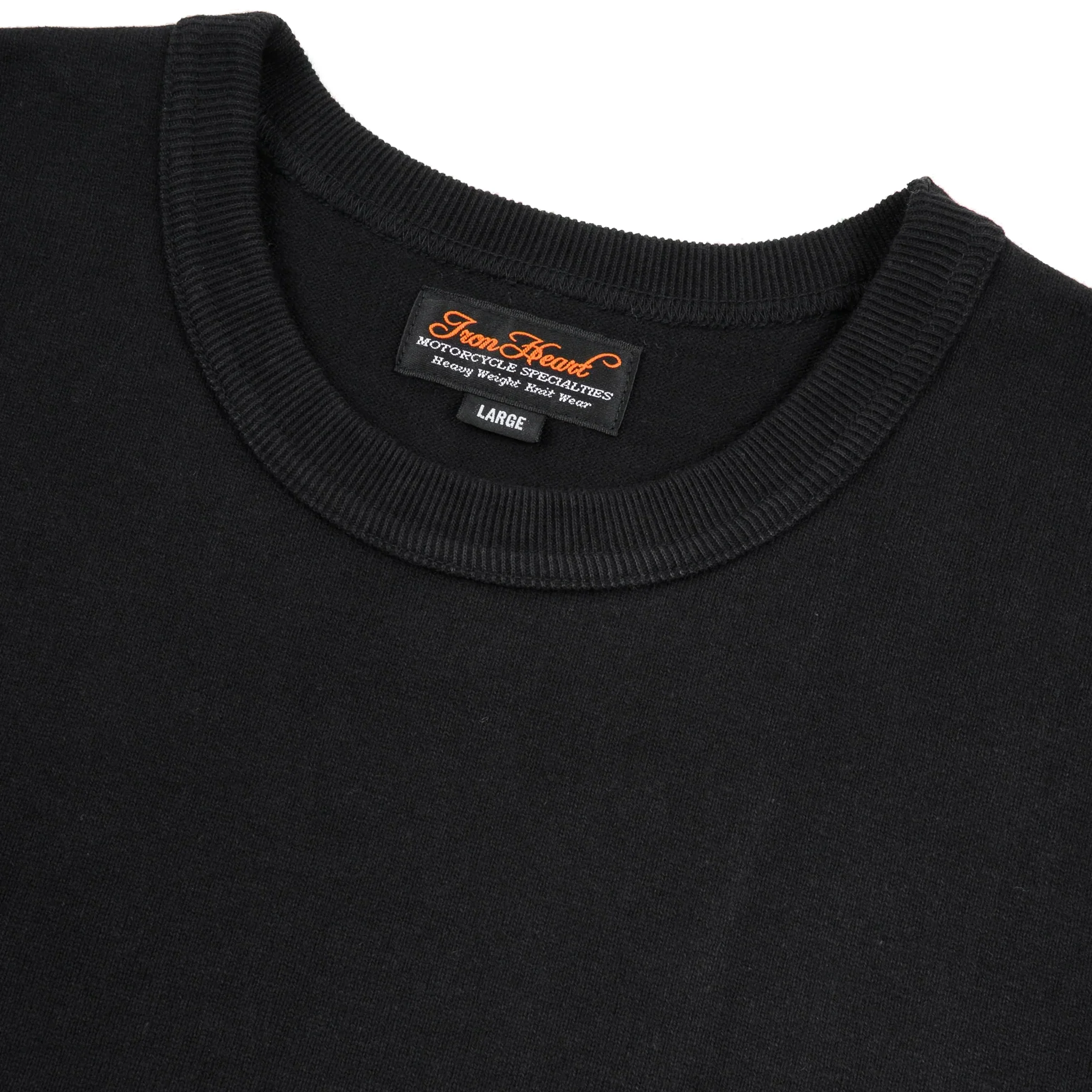 IHT-1600-BLK 11oz Cotton Knit Crew Neck T-Shirt - Black - Image 3