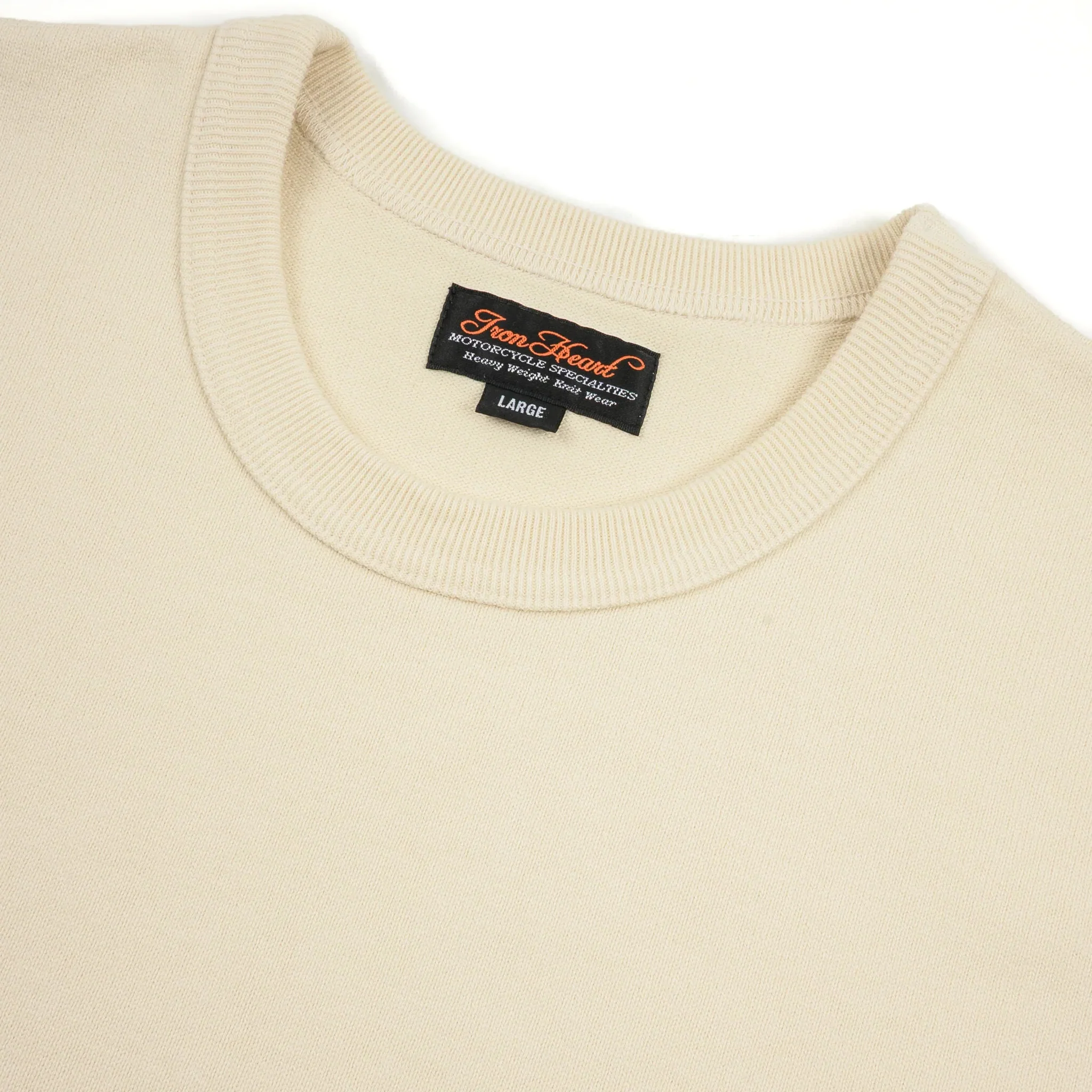 IHT-1600-CRM 11oz Cotton Knit Crew Neck T-Shirt - Cream - Image 3