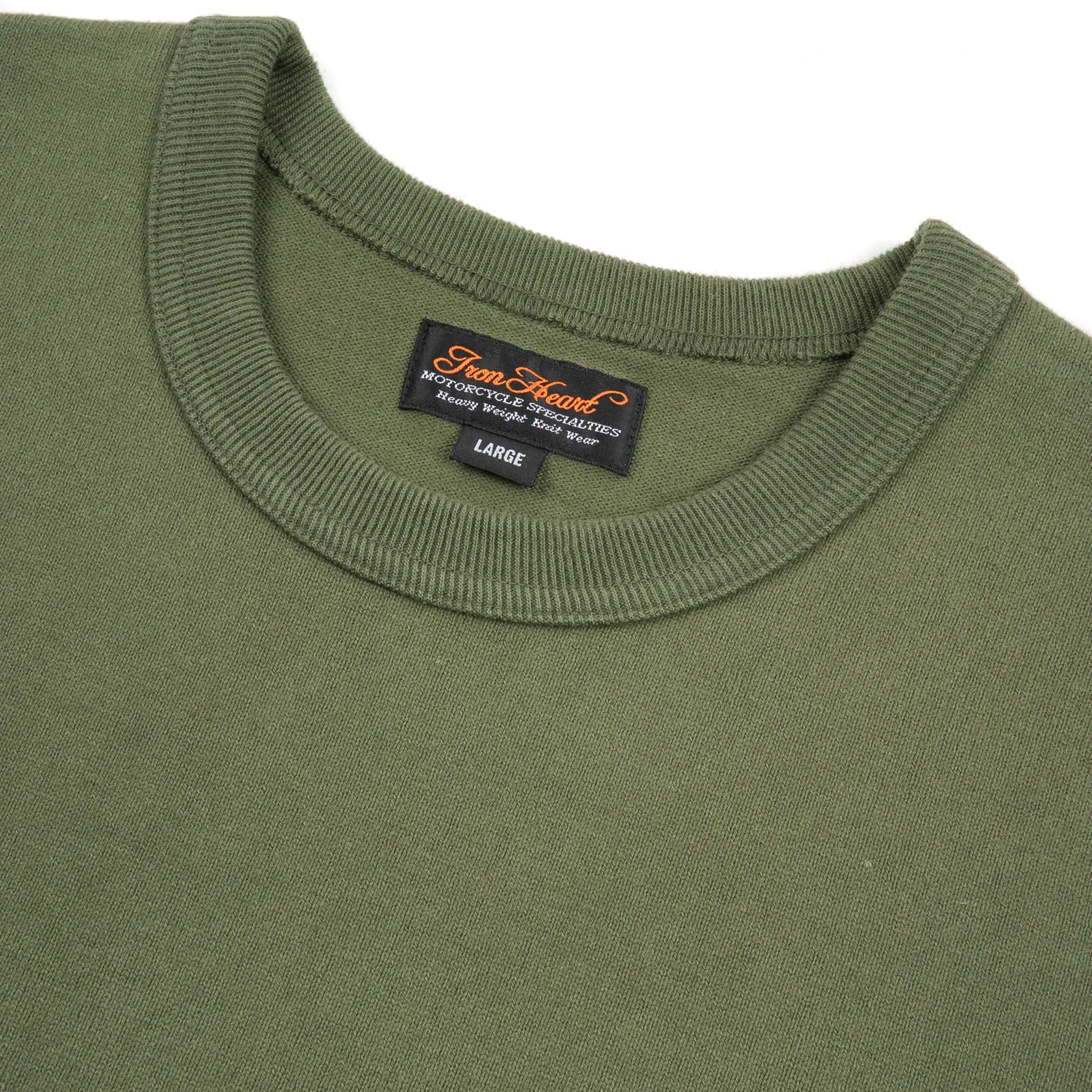 IHT-1600-OLV 11oz Cotton Knit Crew Neck T-Shirt - Olive - Image 3