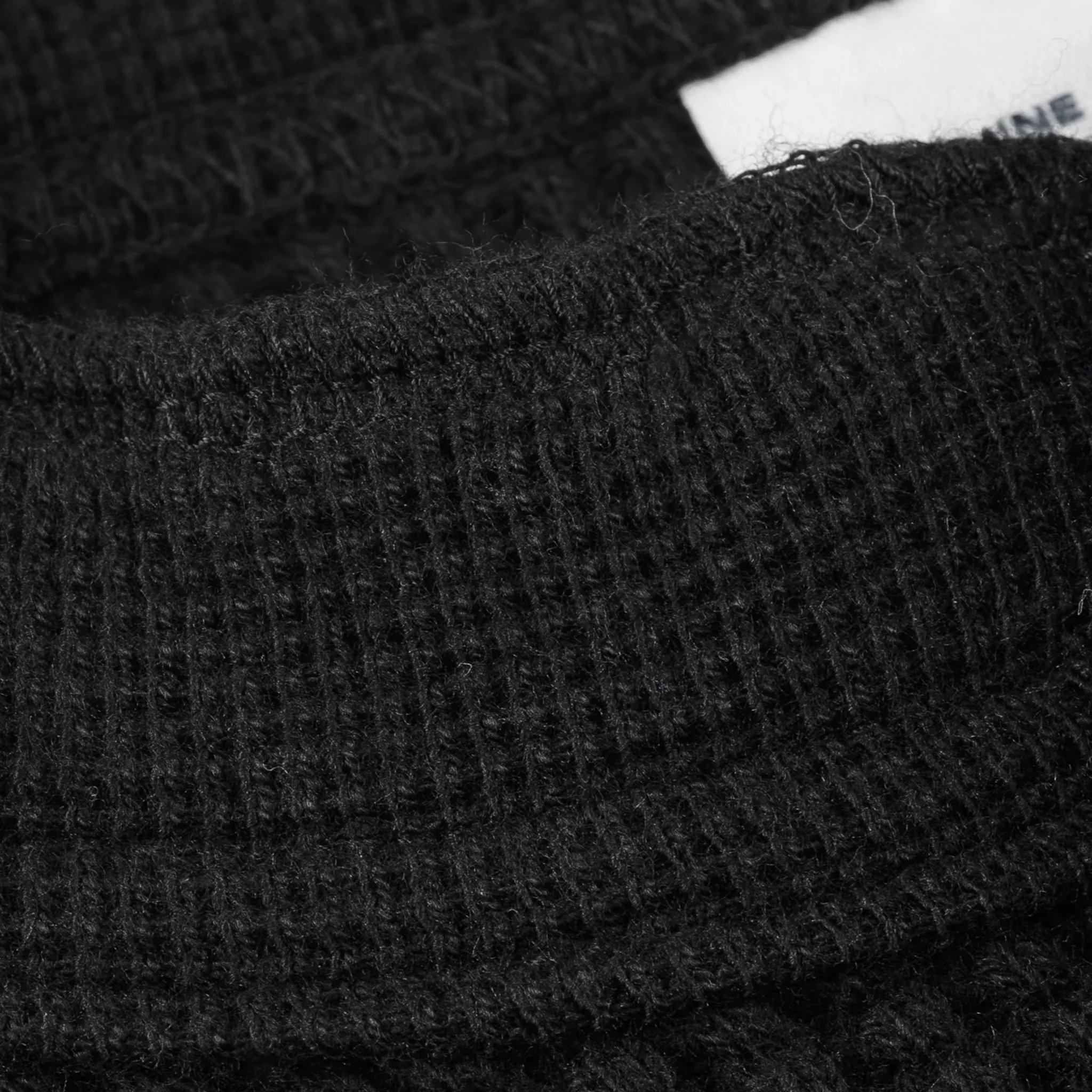 IHTL-1213-BLK Waffle Knit Long Sleeved Thermal Henley - Black - Image 5