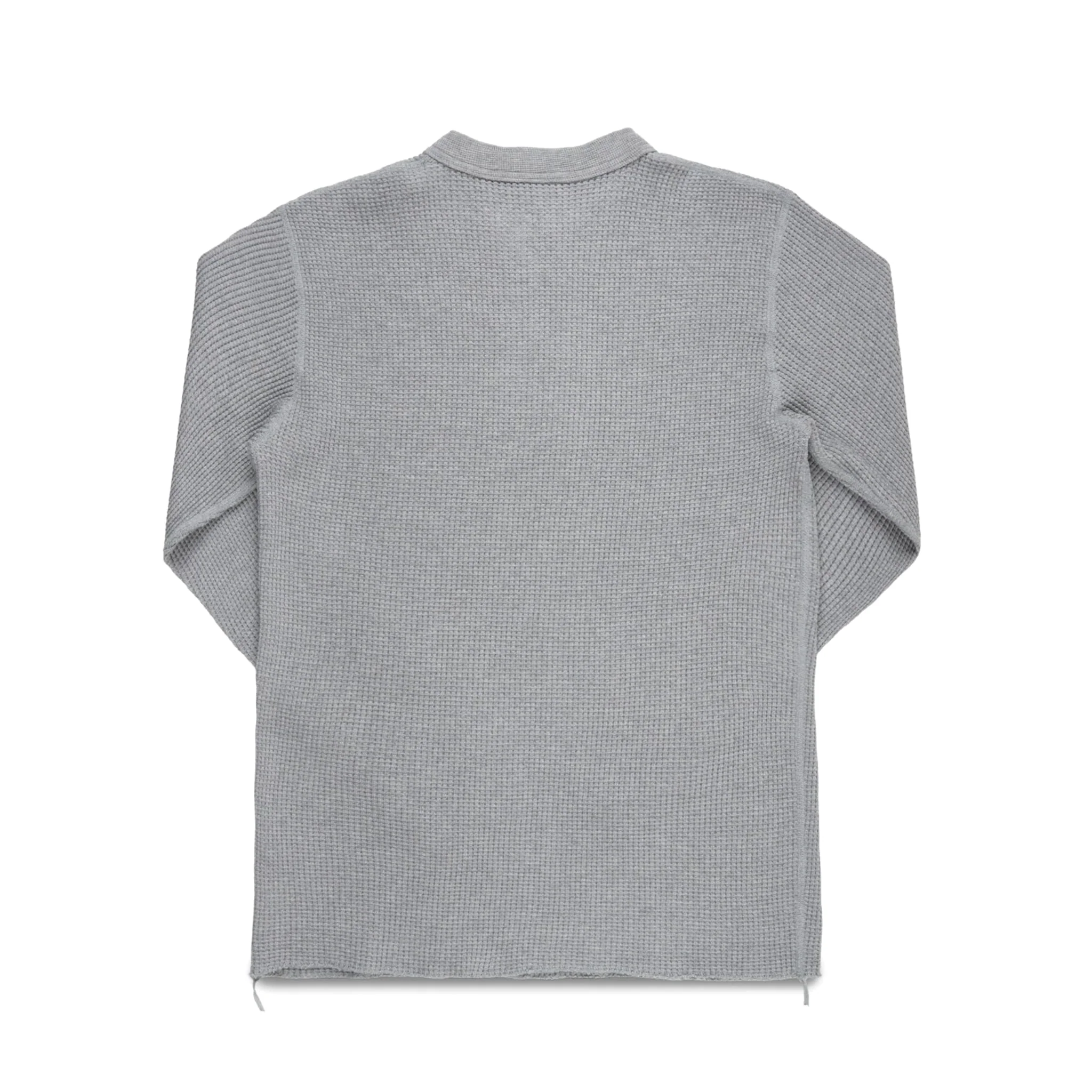 IHTL-1213-GRY Waffle Knit Long Sleeved Thermal Henley - Grey - Image 2