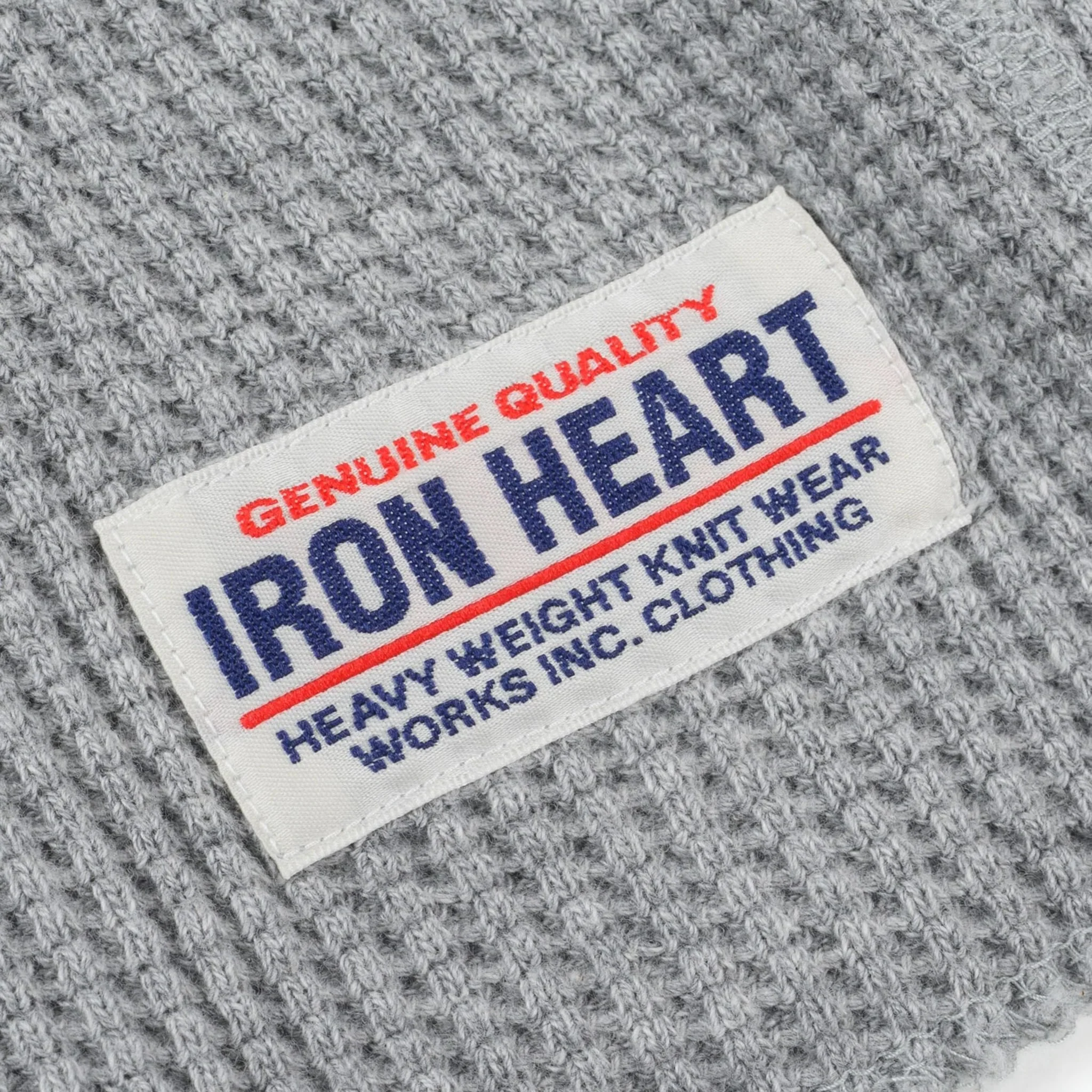 IHTL-1213-GRY Waffle Knit Long Sleeved Thermal Henley - Grey - Image 8