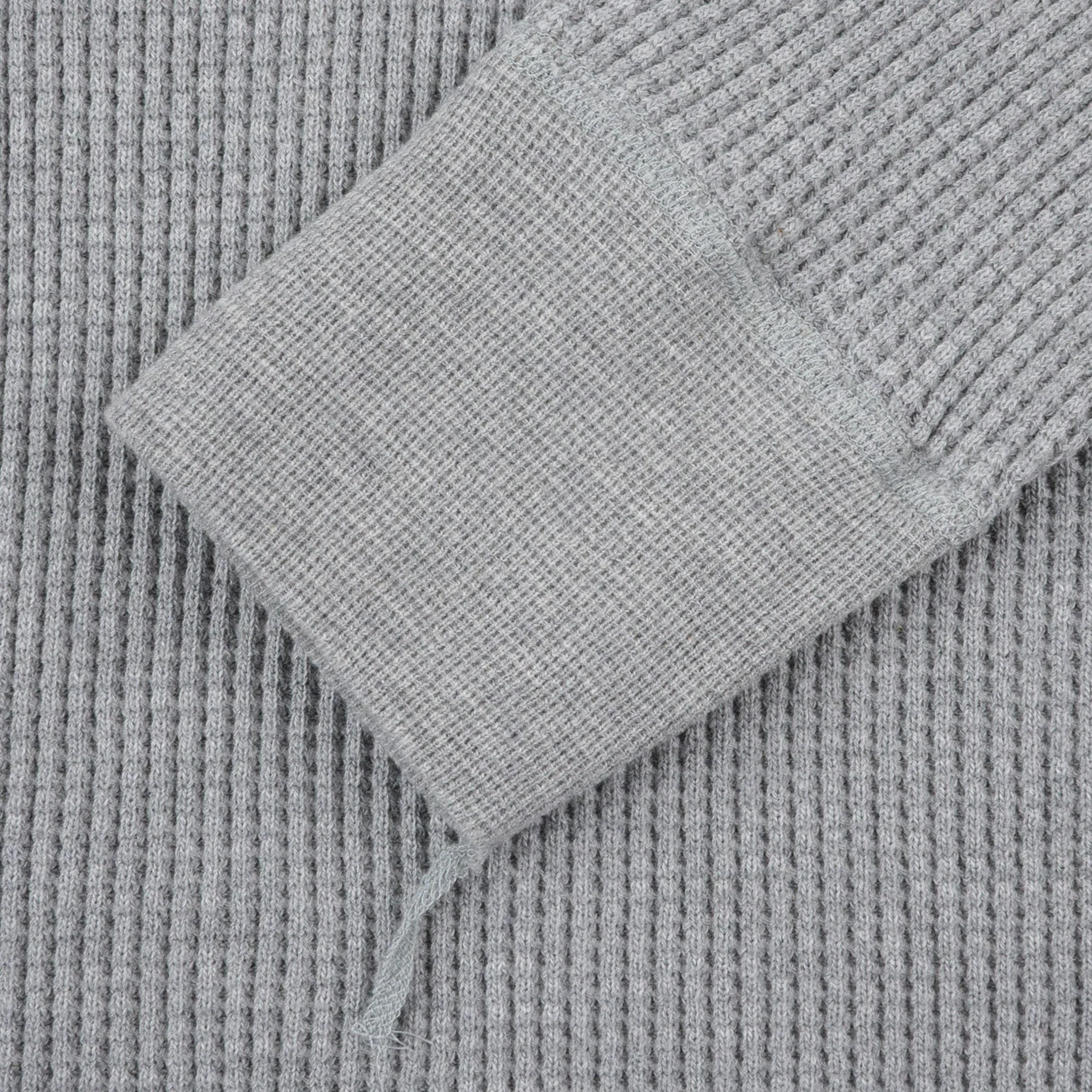 IHTL-1213-GRY Waffle Knit Long Sleeved Thermal Henley - Grey - Image 9