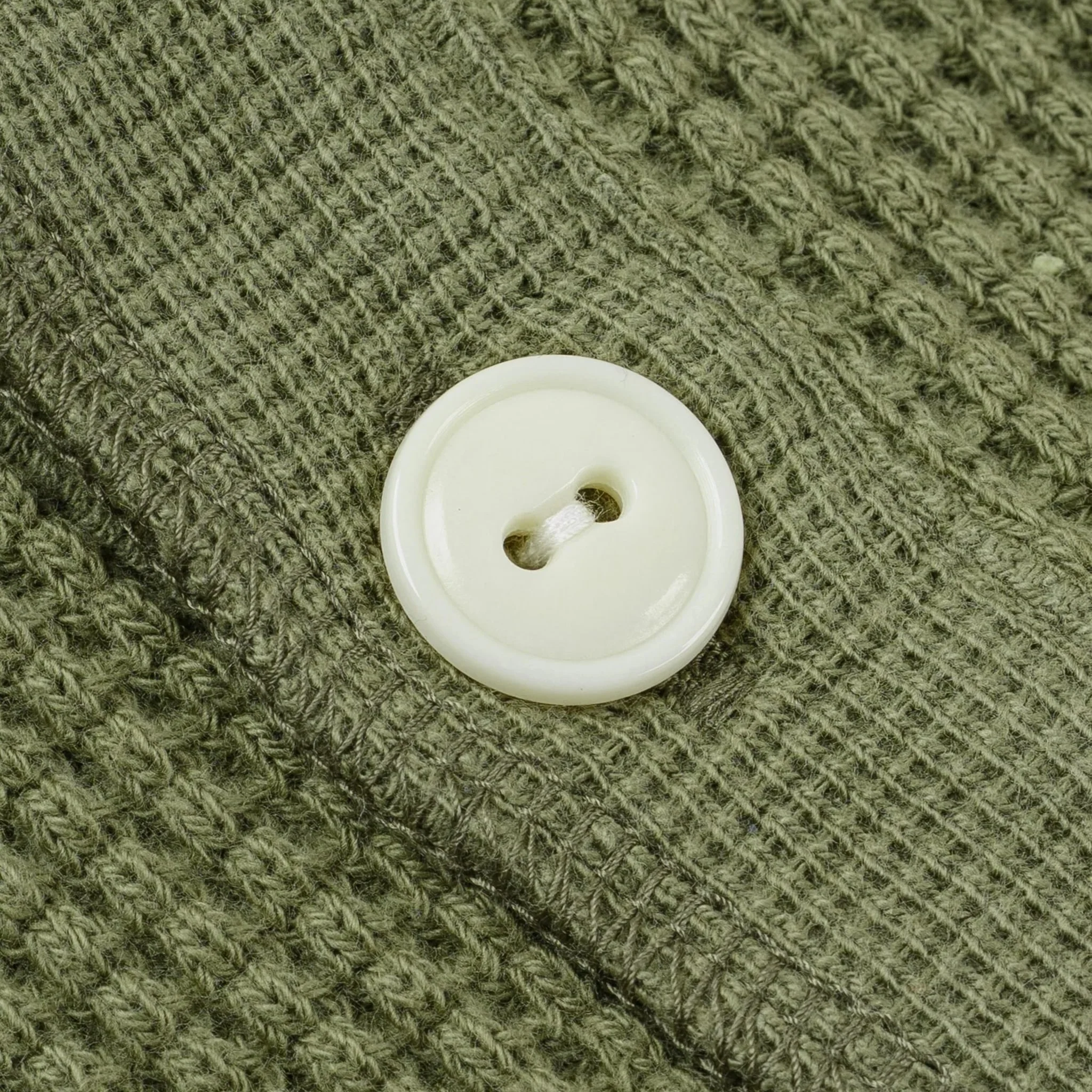 IHTL-1213-OLV Waffle Knit Long Sleeved Thermal Henley - Olive - Image 6