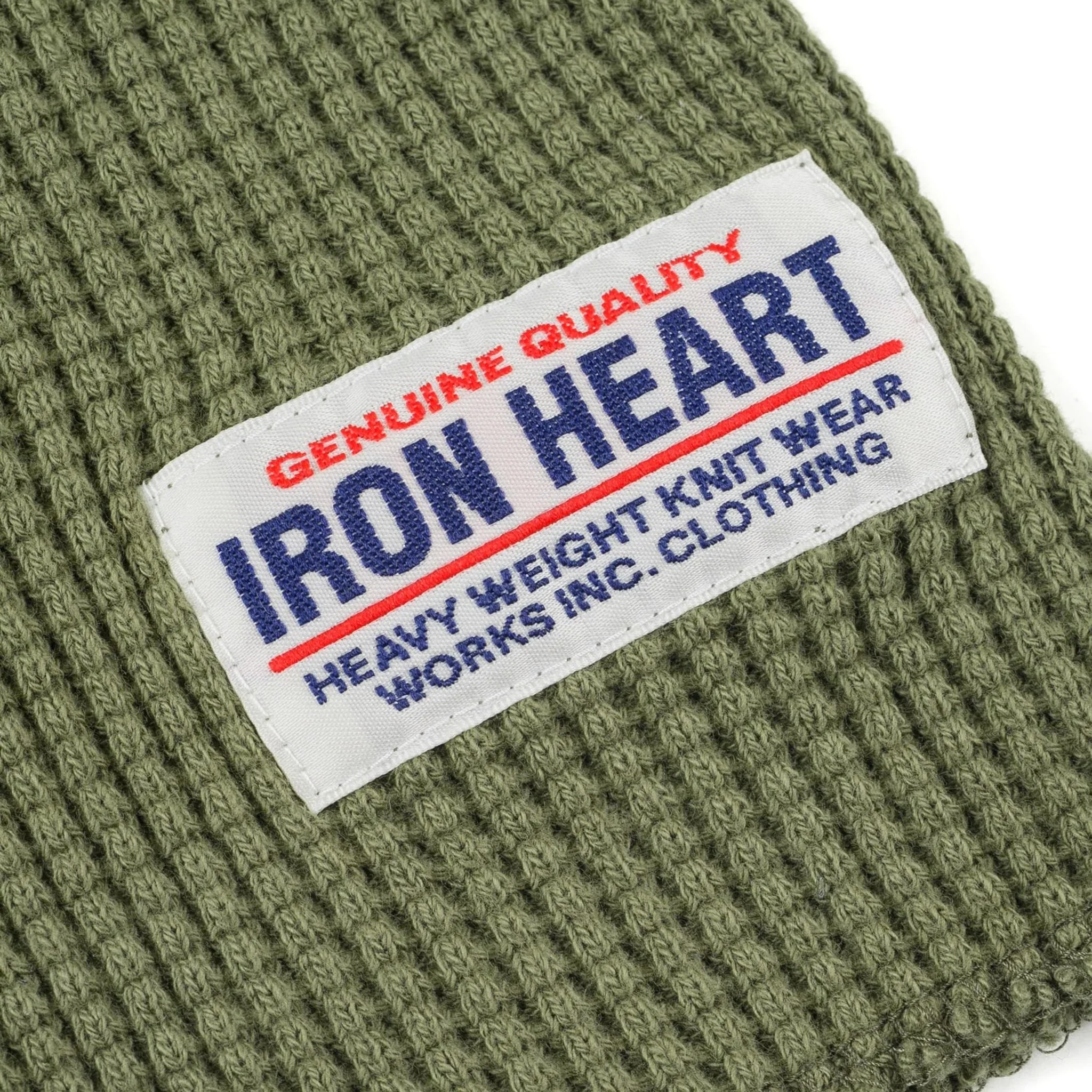IHTL-1213-OLV Waffle Knit Long Sleeved Thermal Henley - Olive - Image 8