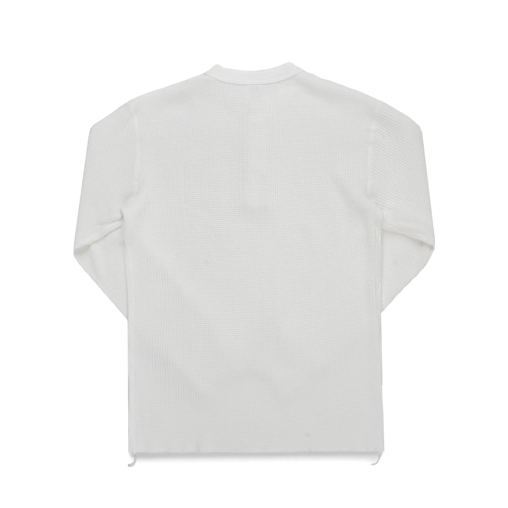 IHTL-1213-WHT Waffle Knit Long Sleeved Thermal Henley - White - Image 2
