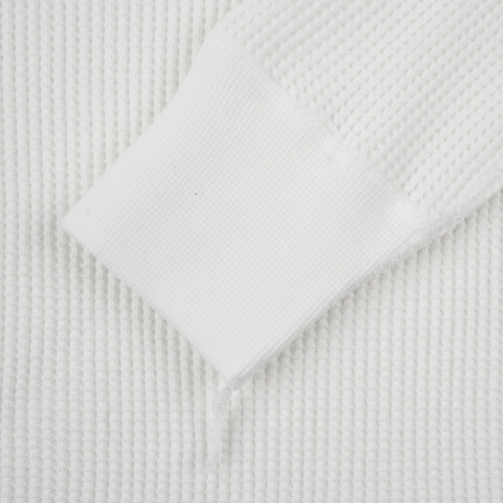 IHTL-1213-WHT Waffle Knit Long Sleeved Thermal Henley - White - Image 9