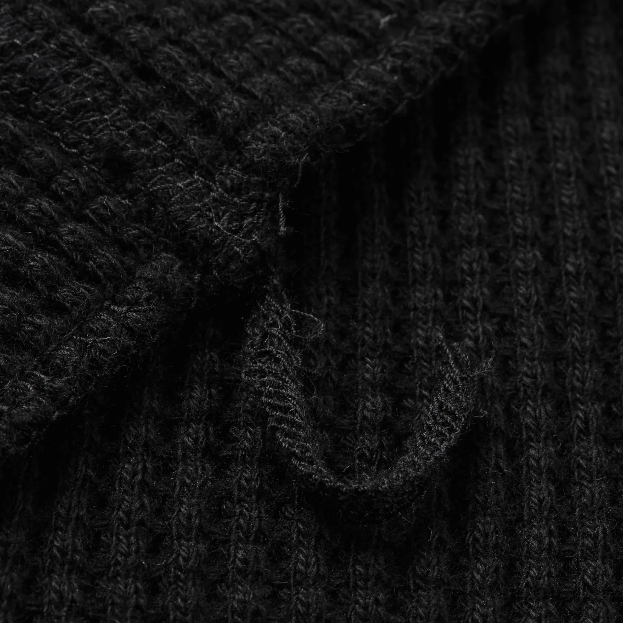 IHTL-1301-BLK Waffle Knit Long Sleeved Crew Neck Thermal Top - Black - Image 7