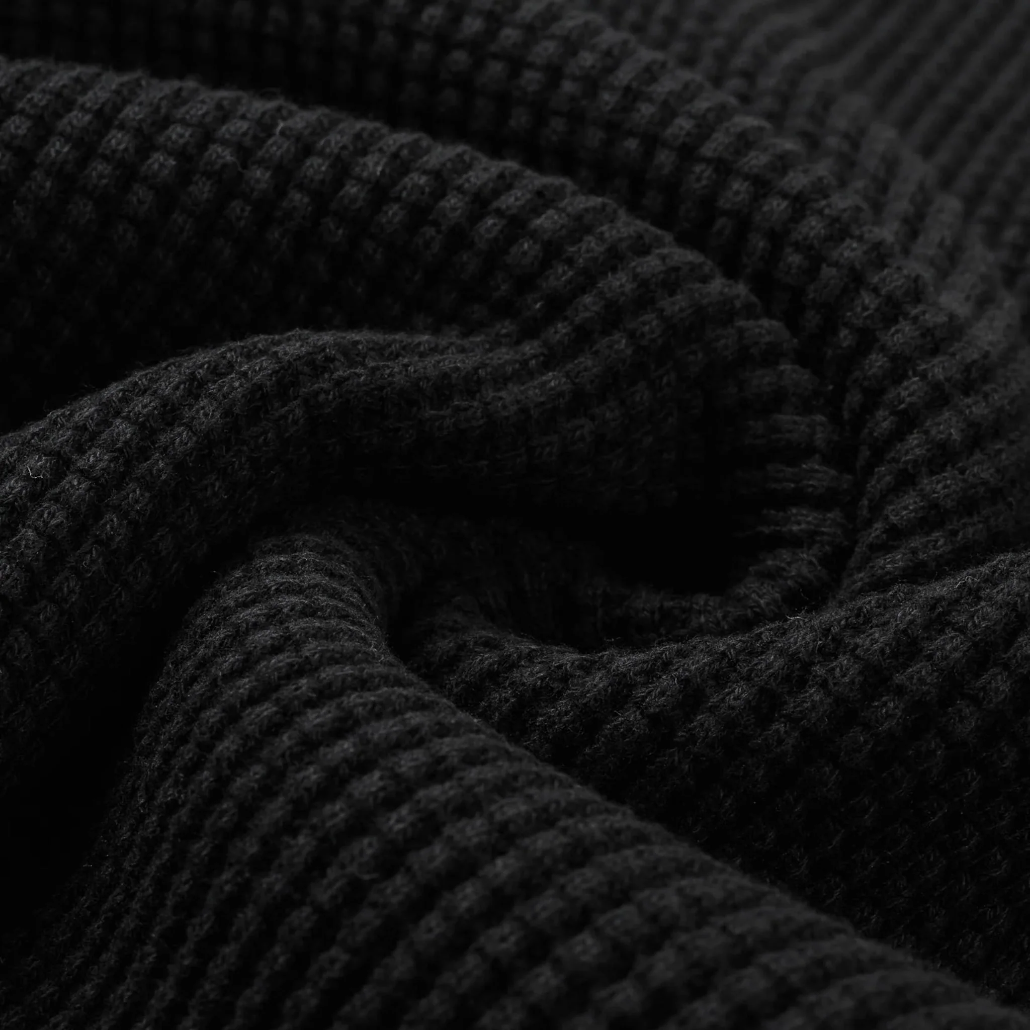 IHTL-1301-BLK Waffle Knit Long Sleeved Crew Neck Thermal Top - Black - Image 8