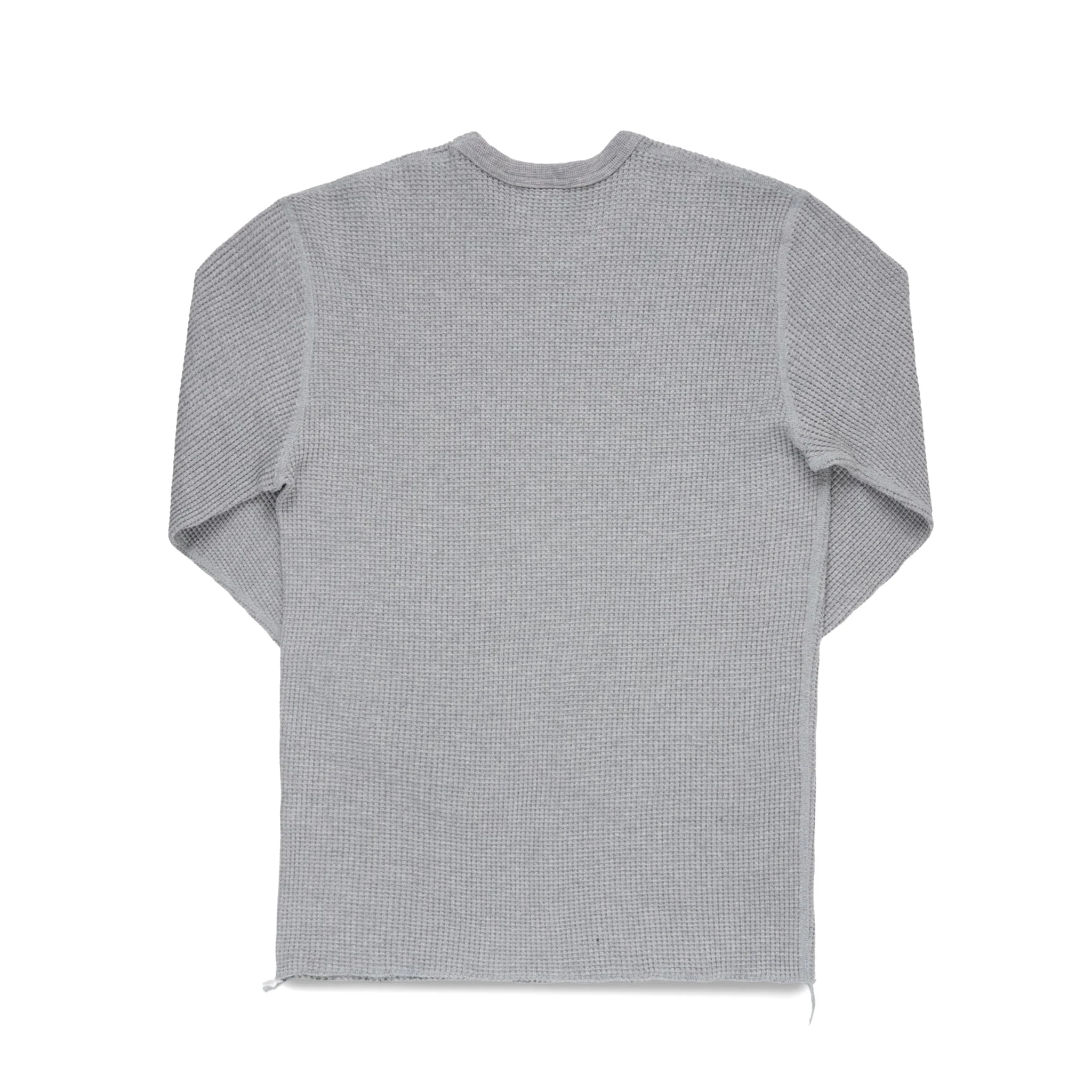 IHTL-1301-GRY Waffle Knit Long Sleeved Crew Neck Thermal Top - Grey - Image 2