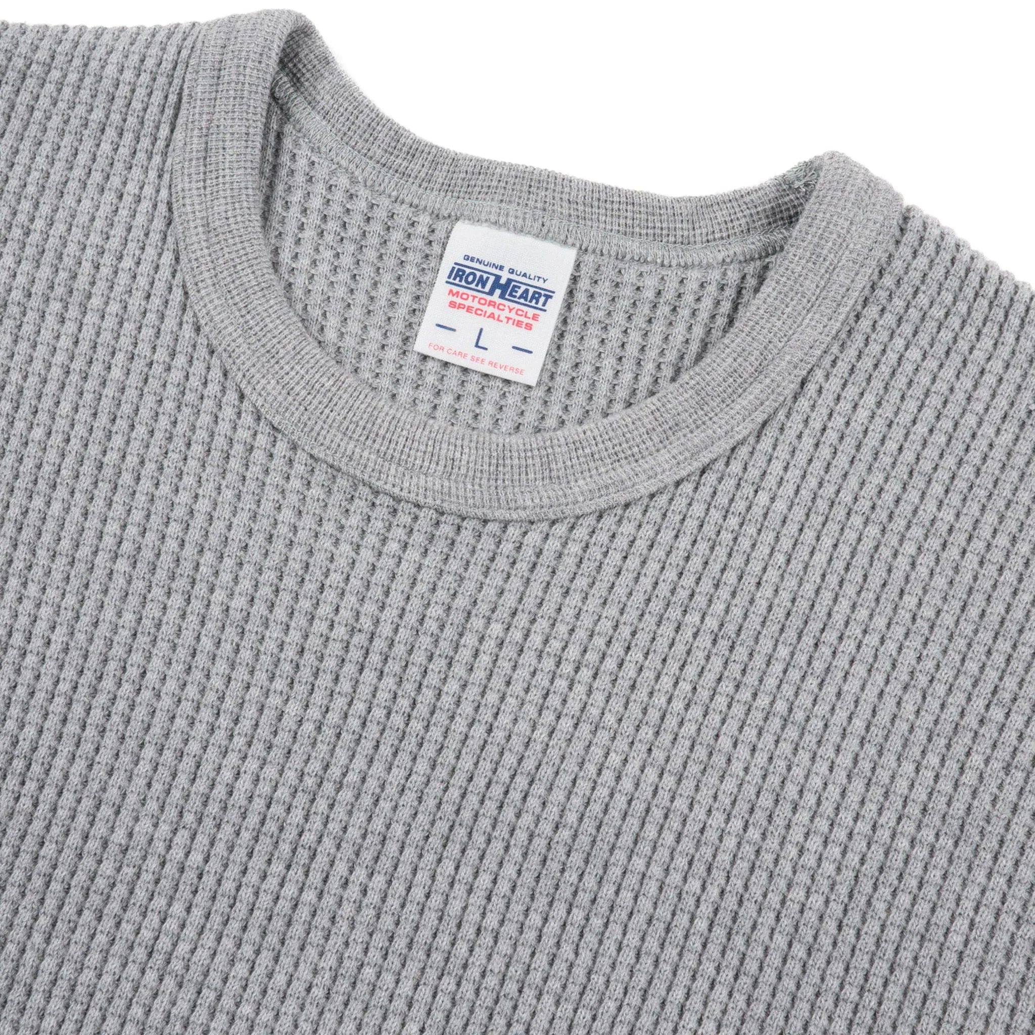 IHTL-1301-GRY Waffle Knit Long Sleeved Crew Neck Thermal Top - Grey - Image 3