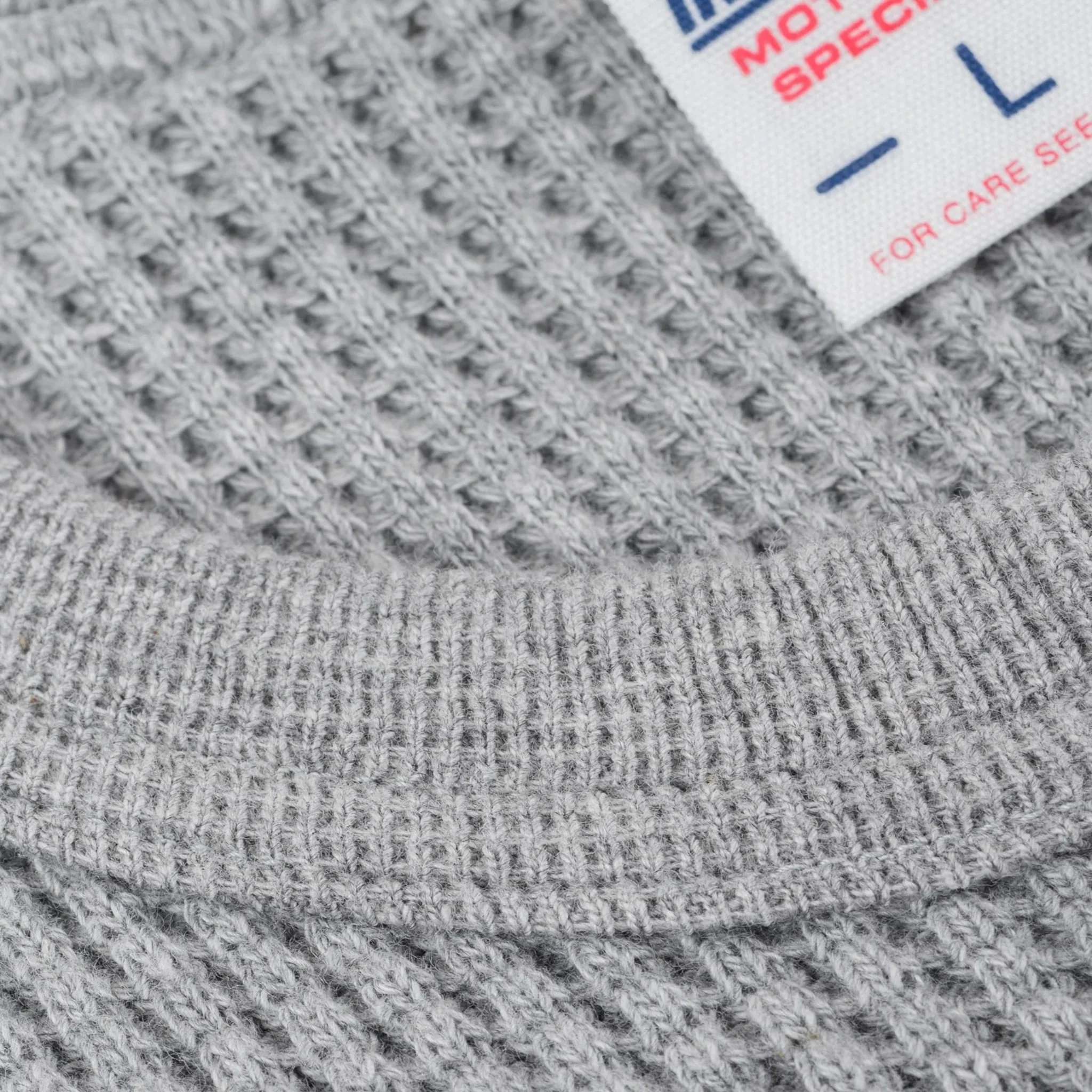 IHTL-1301-GRY Waffle Knit Long Sleeved Crew Neck Thermal Top - Grey - Image 4