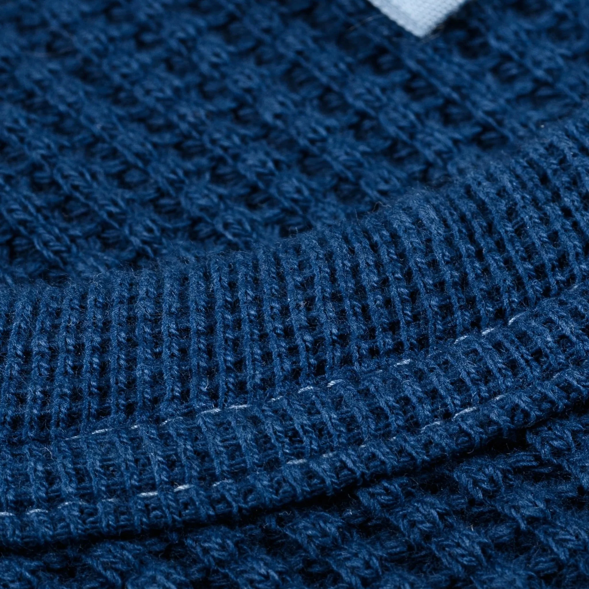 IHTL-1301-IND Waffle Knit Long Sleeved Crew Neck Thermal Top - Indigo Dyed - Image 4