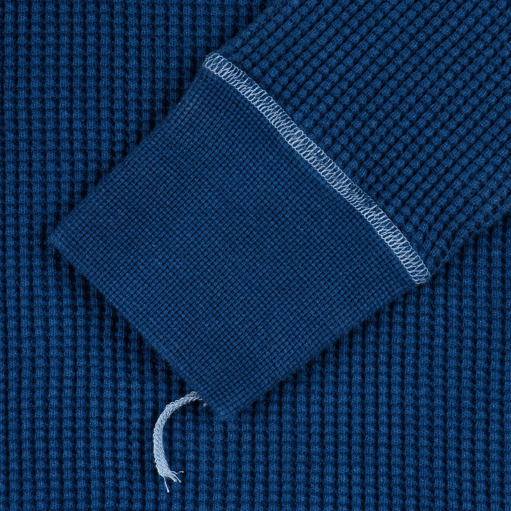 IHTL-1301-IND Waffle Knit Long Sleeved Crew Neck Thermal Top - Indigo Dyed - Image 5
