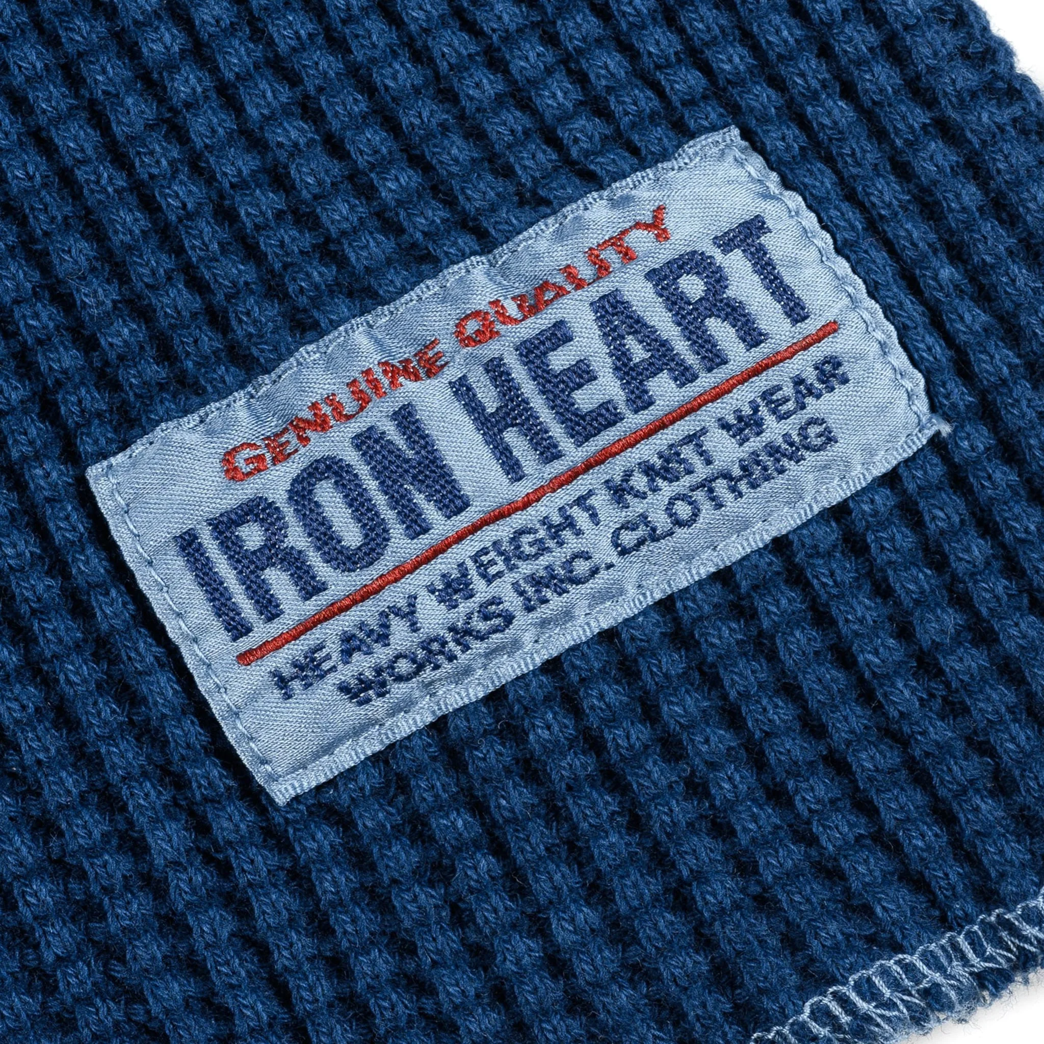 IHTL-1301-IND Waffle Knit Long Sleeved Crew Neck Thermal Top - Indigo Dyed - Image 6