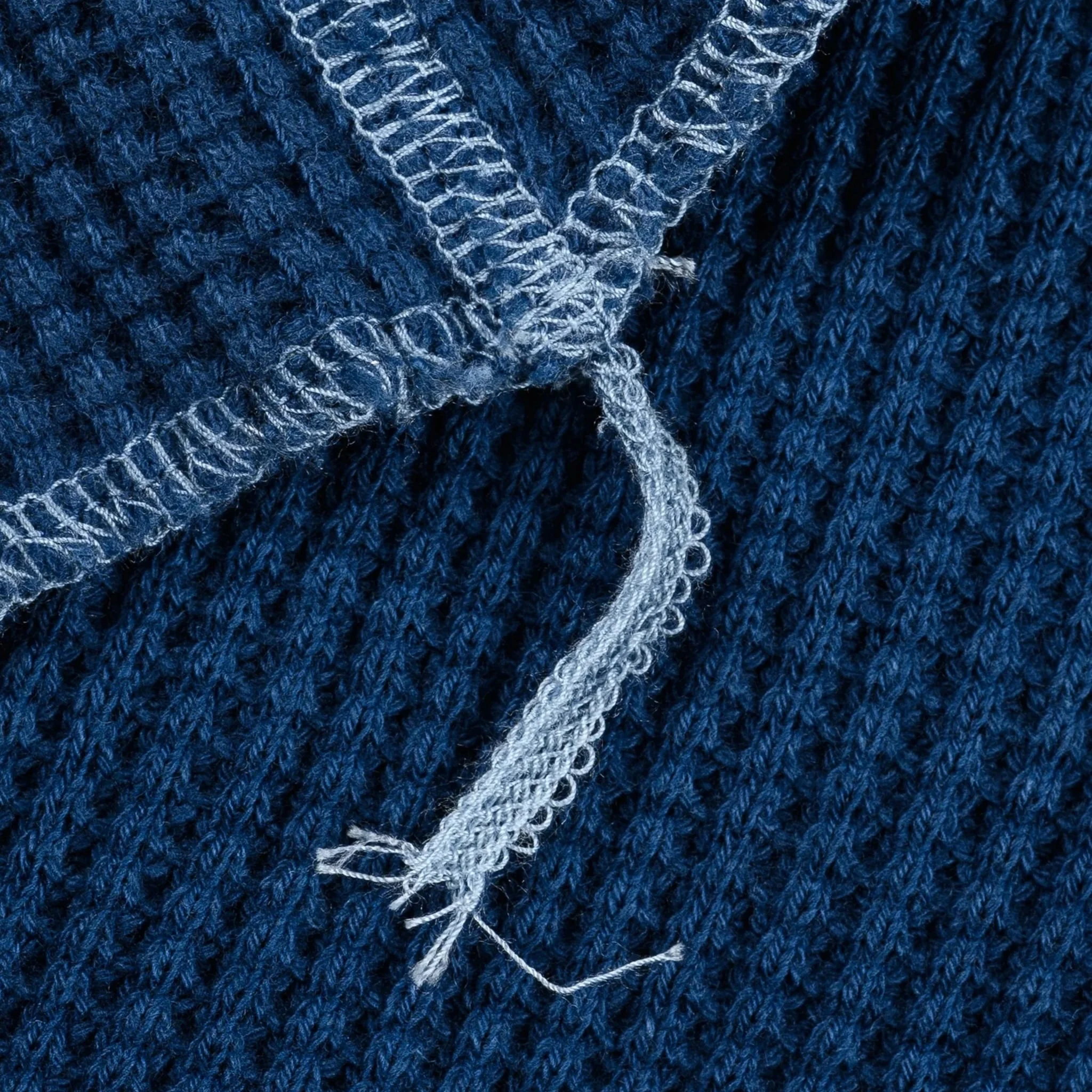 IHTL-1301-IND Waffle Knit Long Sleeved Crew Neck Thermal Top - Indigo Dyed - Image 7