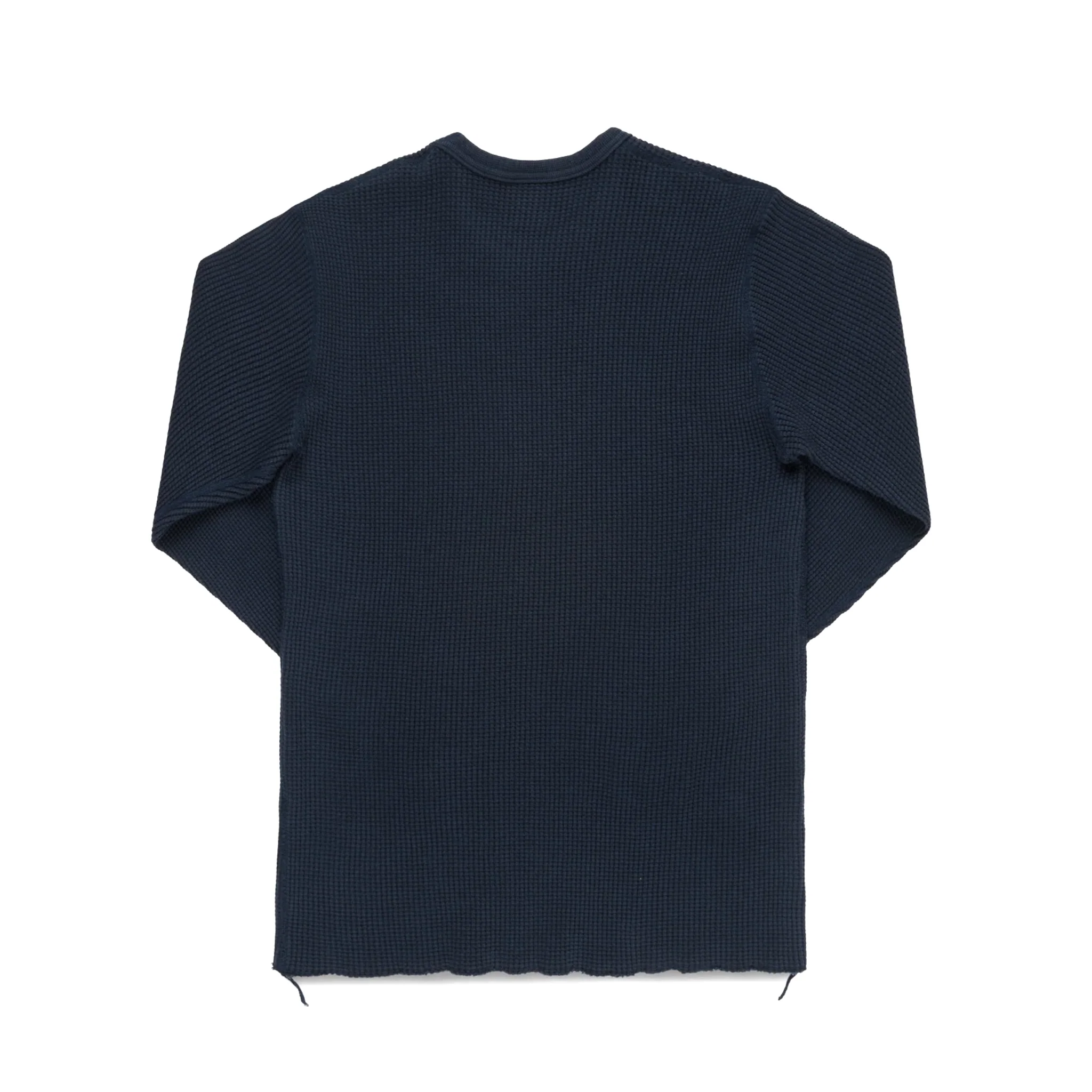 IHTL-1301-NAV Waffle Knit Long Sleeved Crew Neck Thermal Top - Navy - Image 2