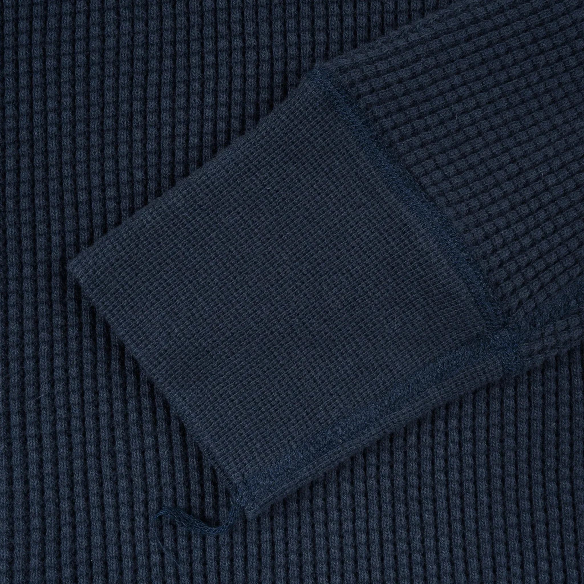 IHTL-1301-NAV Waffle Knit Long Sleeved Crew Neck Thermal Top - Navy - Image 5