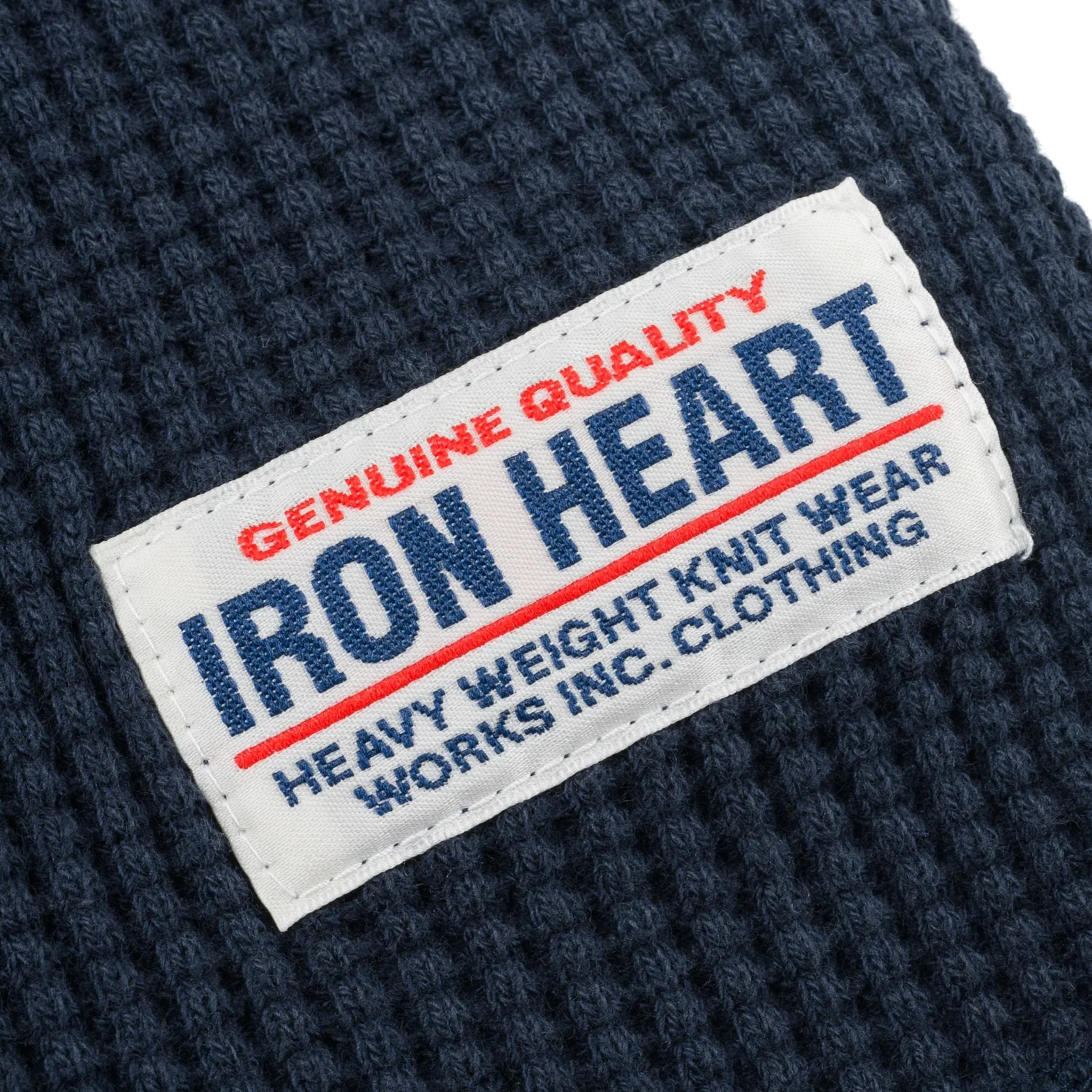IHTL-1301-NAV Waffle Knit Long Sleeved Crew Neck Thermal Top - Navy - Image 6