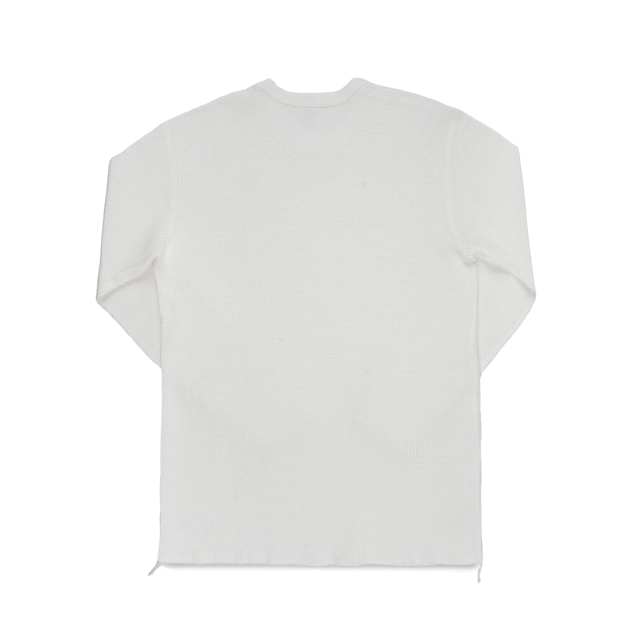 IHTL-1301-WHT Waffle Knit Long Sleeved Crew Neck Thermal Top - White - Image 2