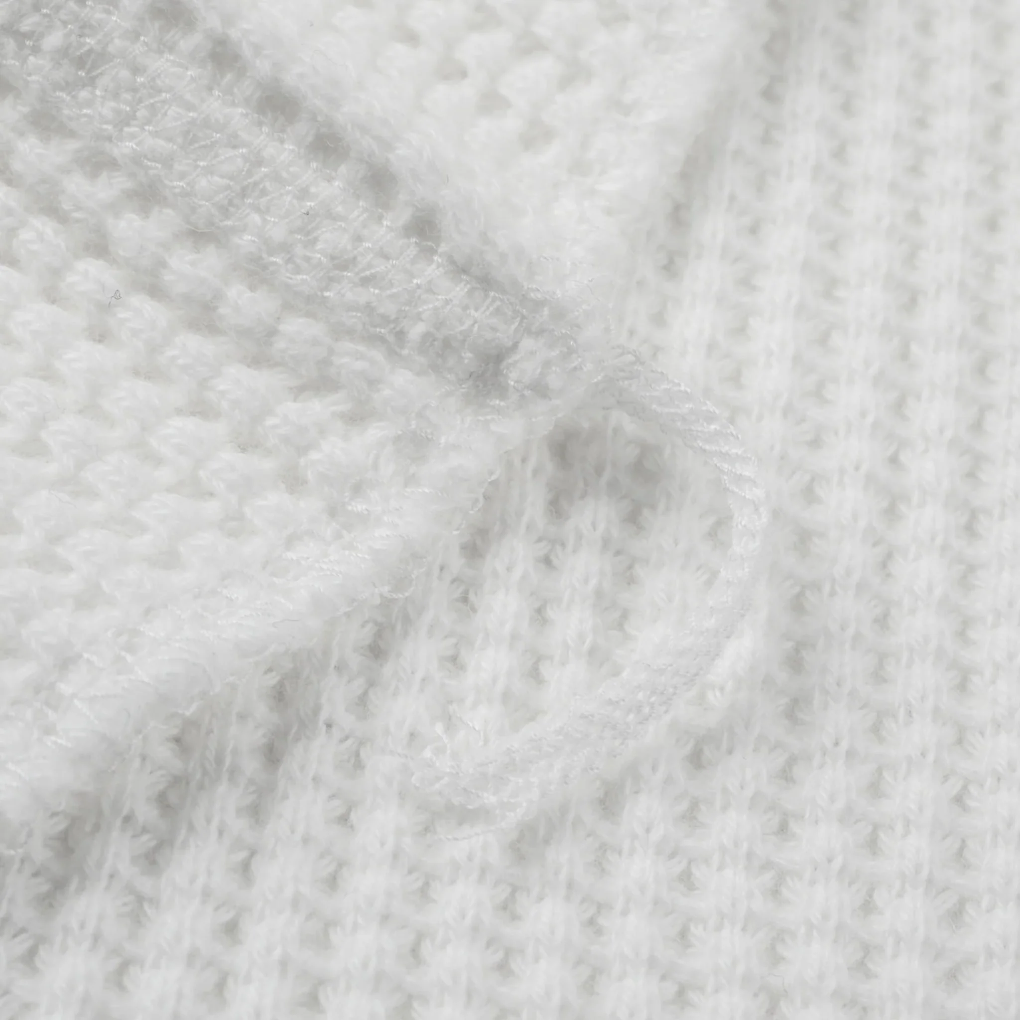 IHTL-1301-WHT Waffle Knit Long Sleeved Crew Neck Thermal Top - White - Image 7