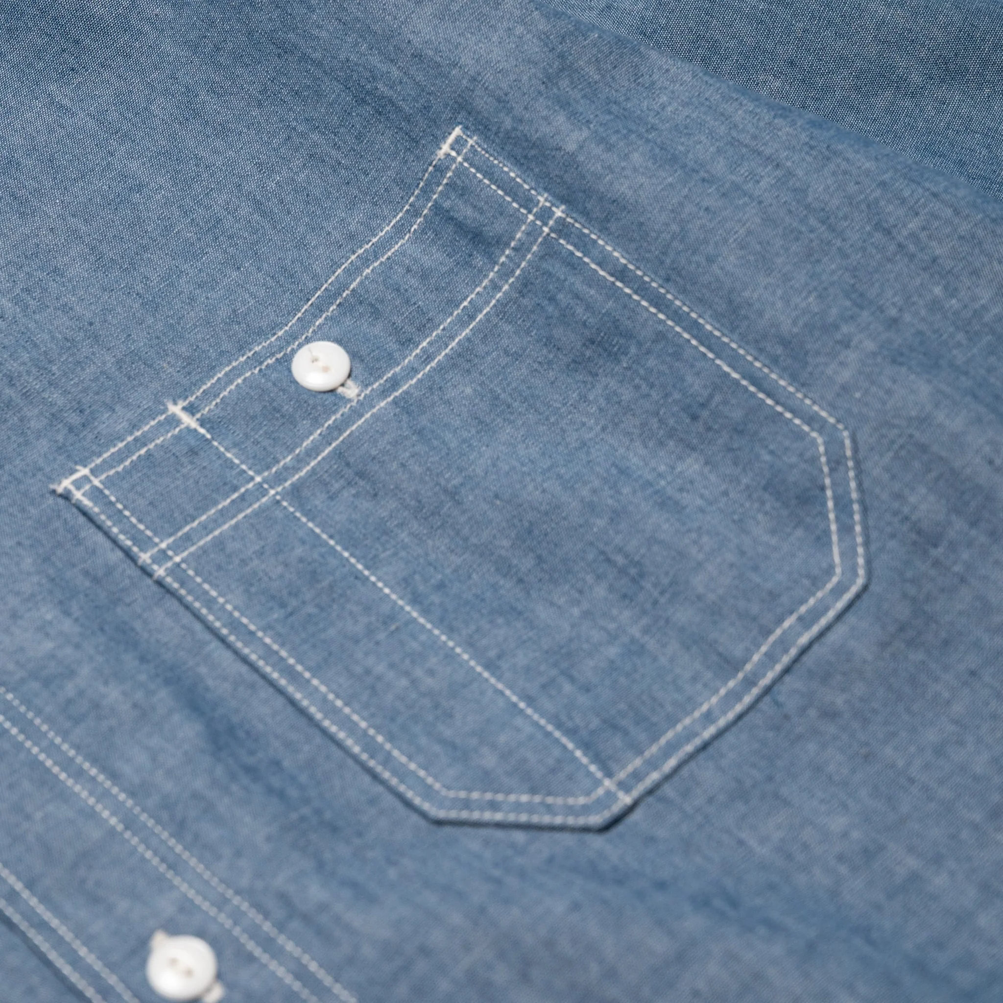 MALS1001 Triple Stitch L/S Chambray Shirt - Image 5