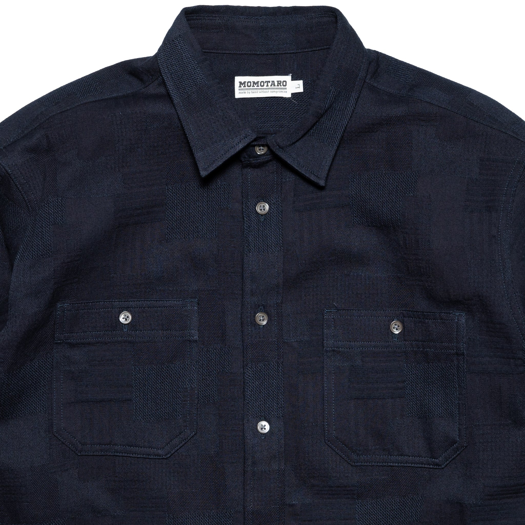 MXLS1026 Work Shirt Jacquard Indigo Patchwork - Image 3
