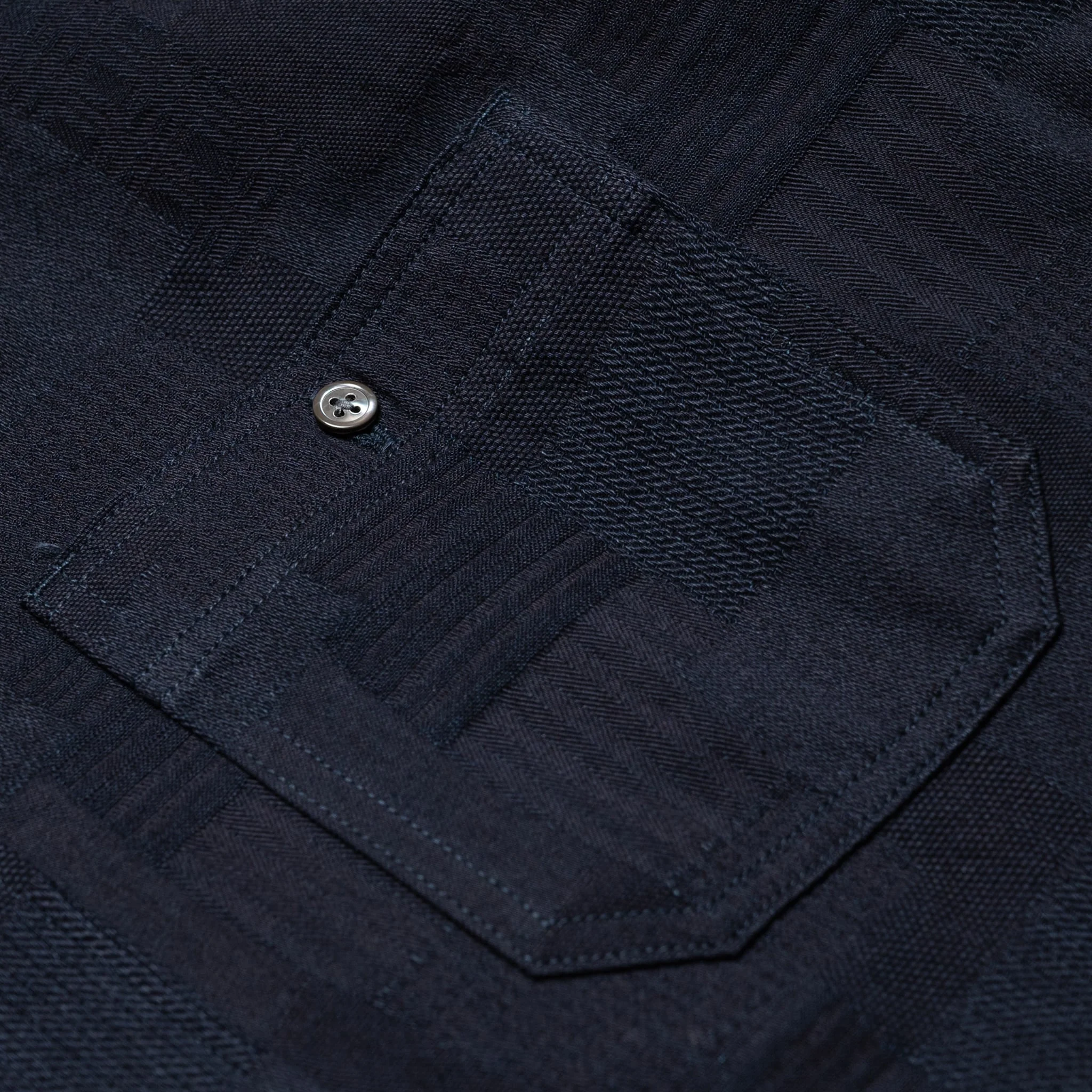MXLS1026 Work Shirt Jacquard Indigo Patchwork - Image 5