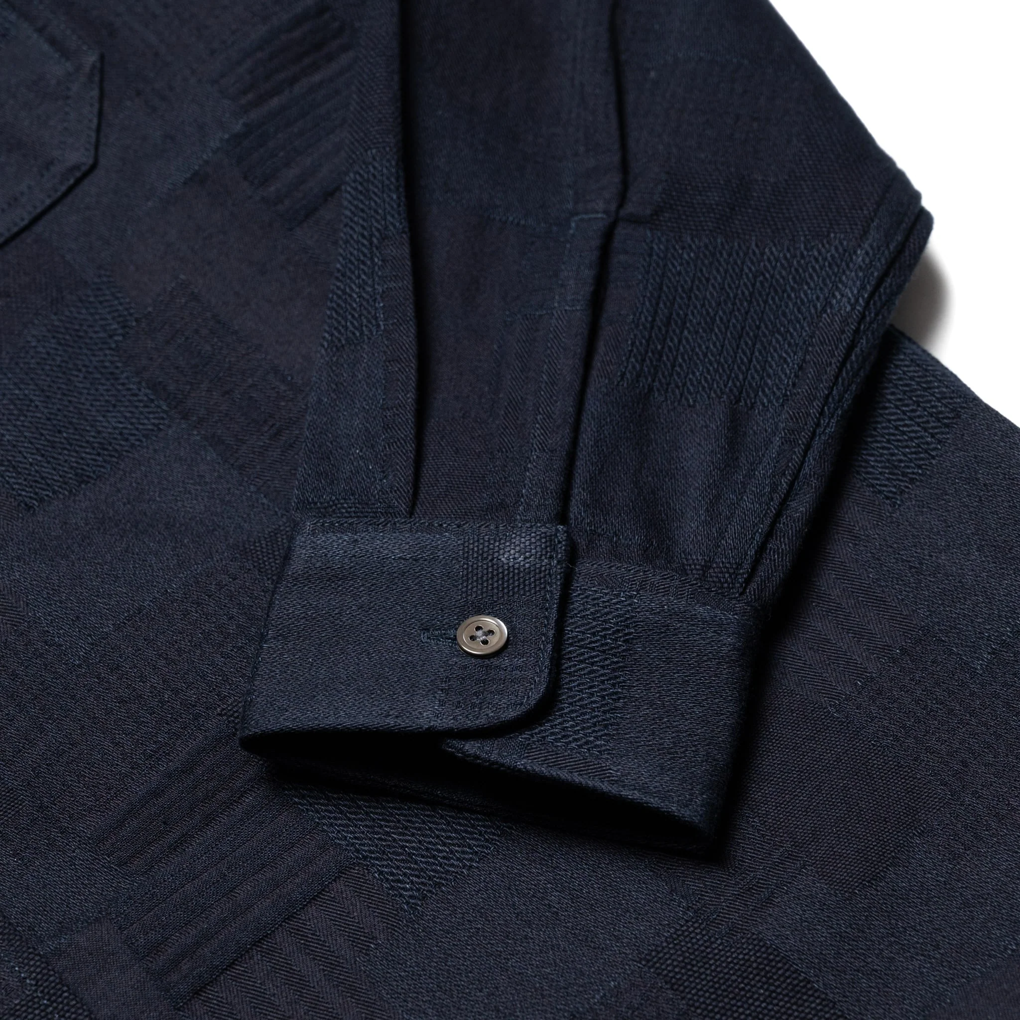 MXLS1026 Work Shirt Jacquard Indigo Patchwork - Image 7