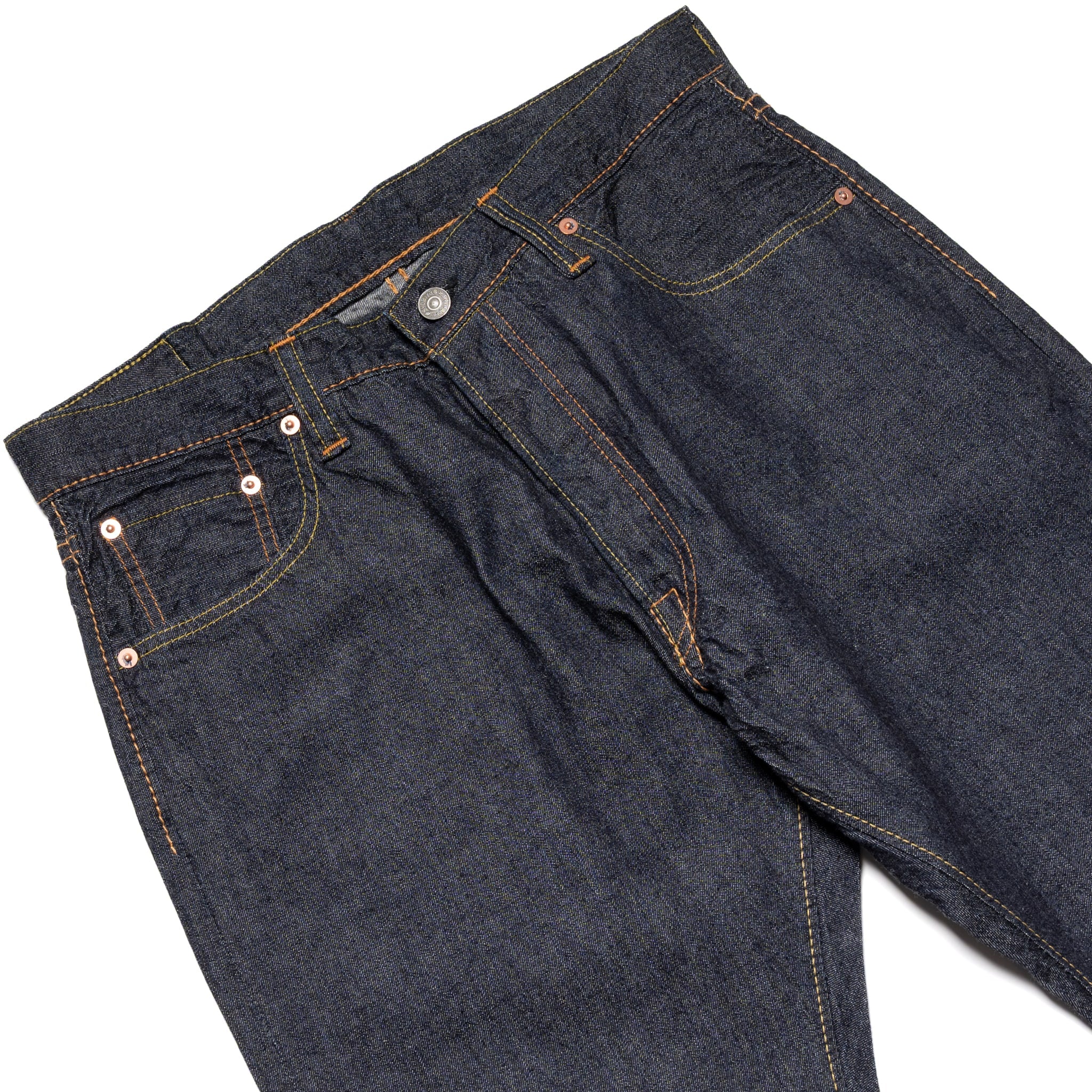 1182-019 10oz Selvedge Denim Relaxed Tapered - Indigo x Natural White - Image 4