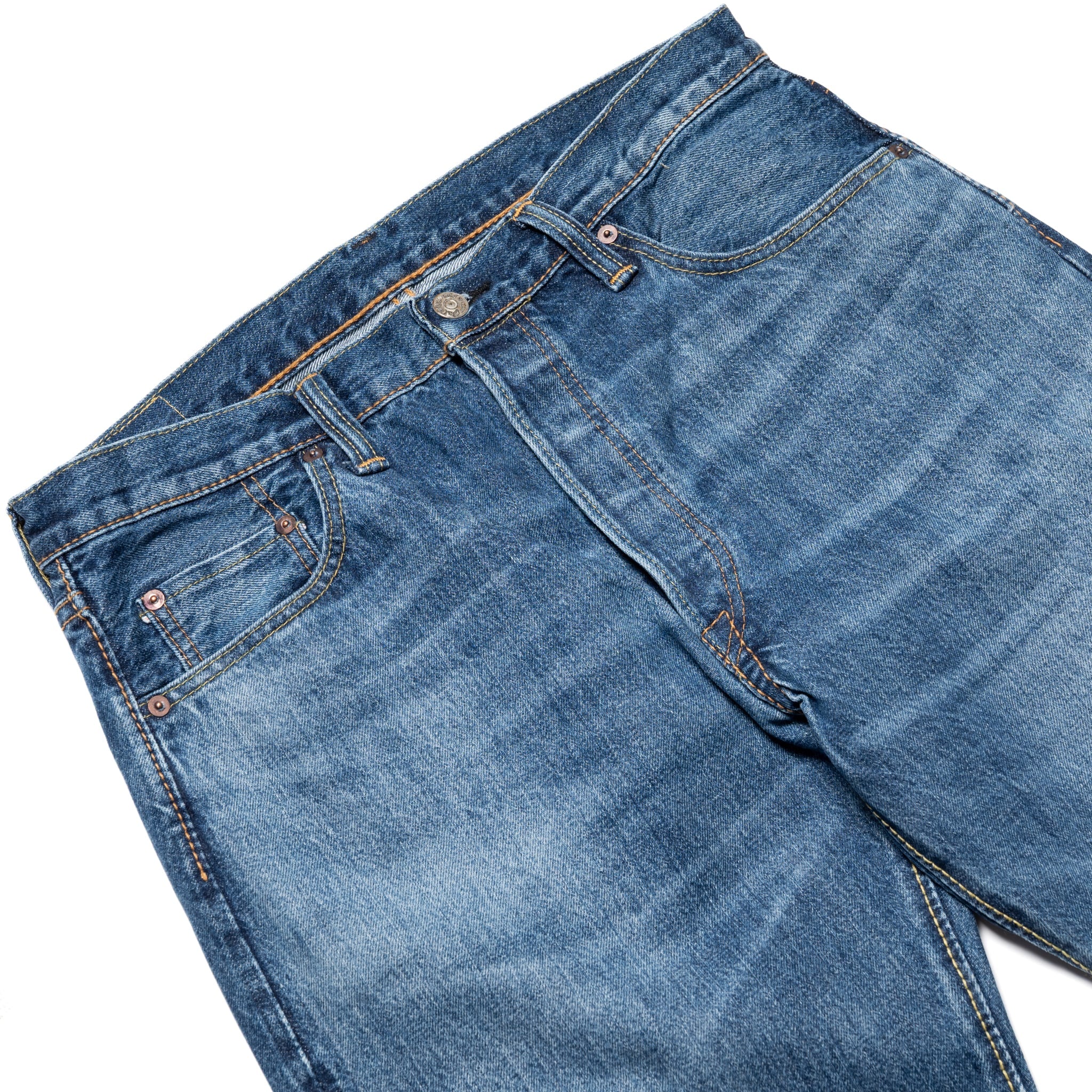 USED-003-ID Regular Straight 14oz Selvedge Denim - Used Wash - Image 4