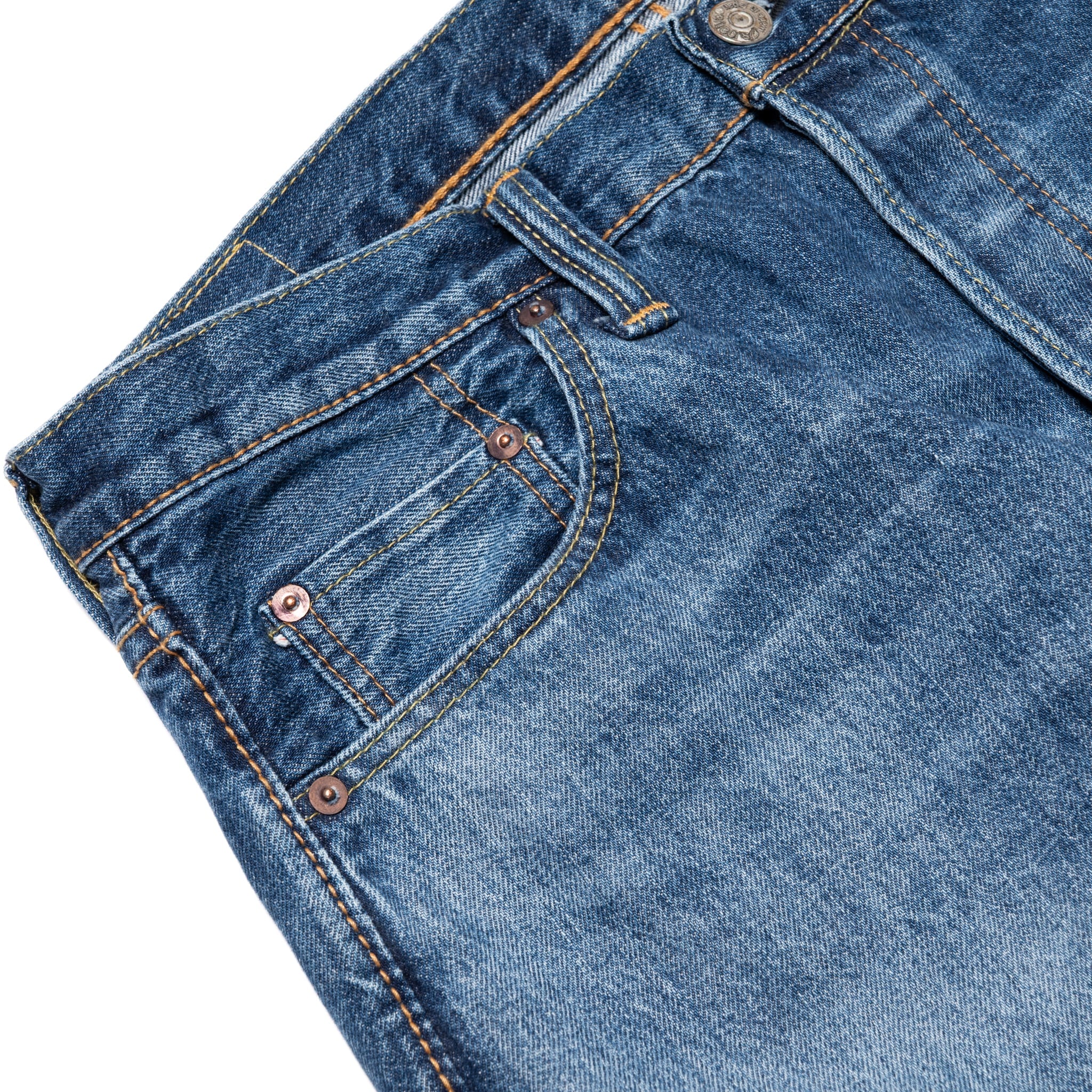 USED-003-ID Regular Straight 14oz Selvedge Denim - Used Wash - Image 5