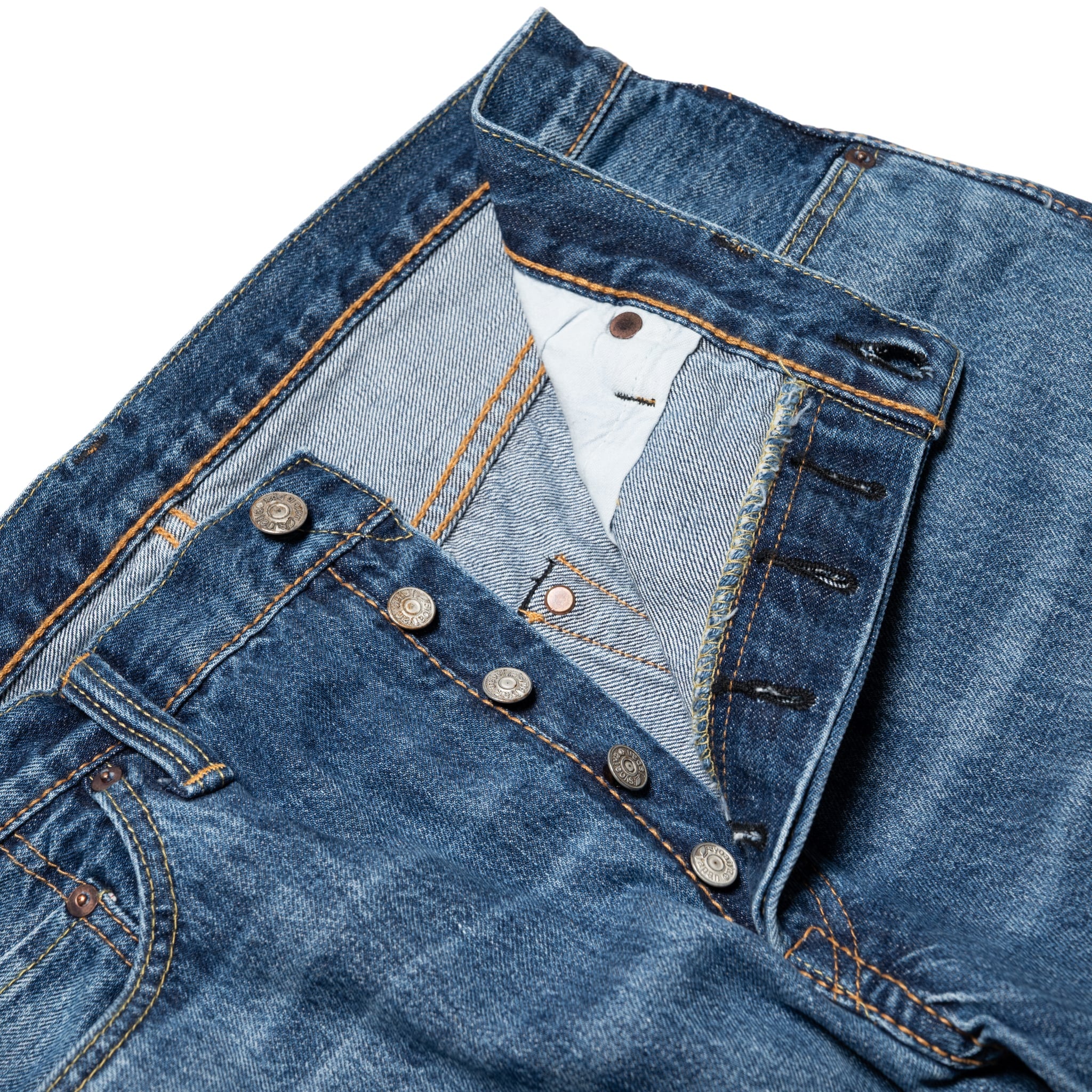 USED-003-ID Regular Straight 14oz Selvedge Denim - Used Wash - Image 6