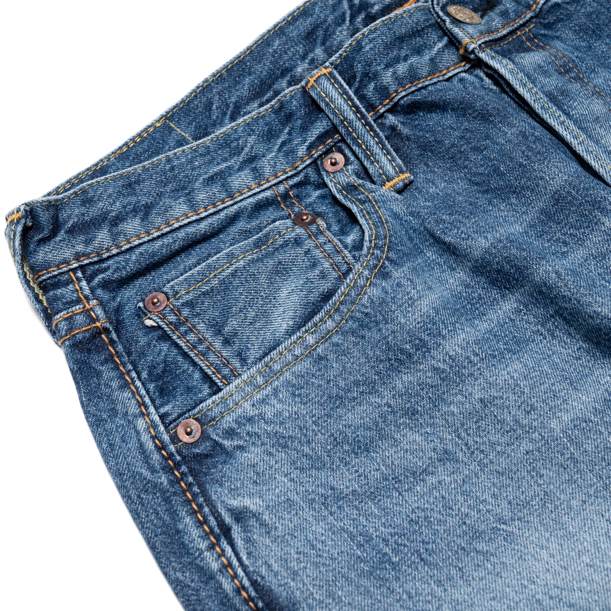 USED-019-ID Relaxed Taper 14oz Selvedge Denim - Used Wash - Image 5