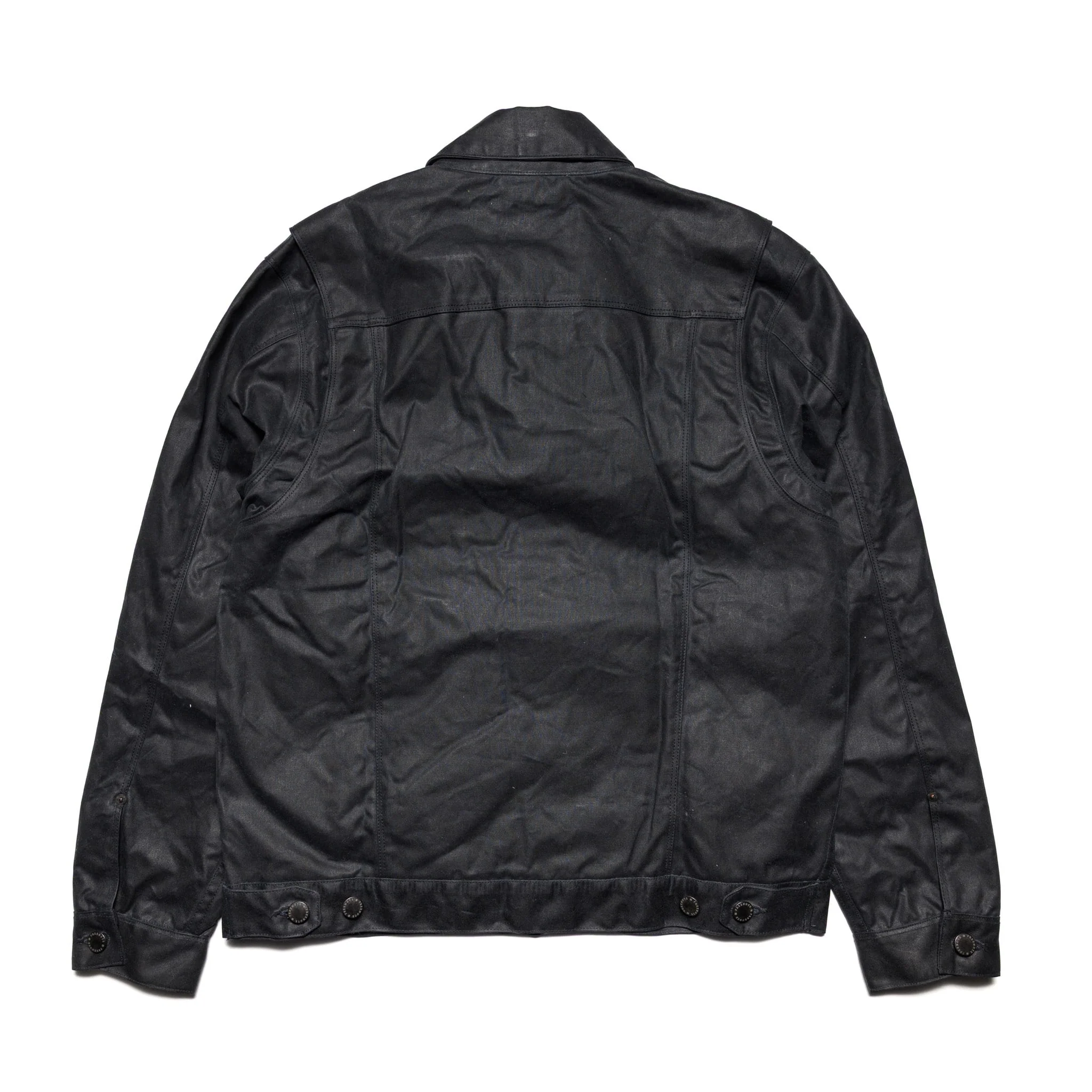 RJ-1 Riders Jacket Waxed Canvas - Black (Purple Lining) - Image 2