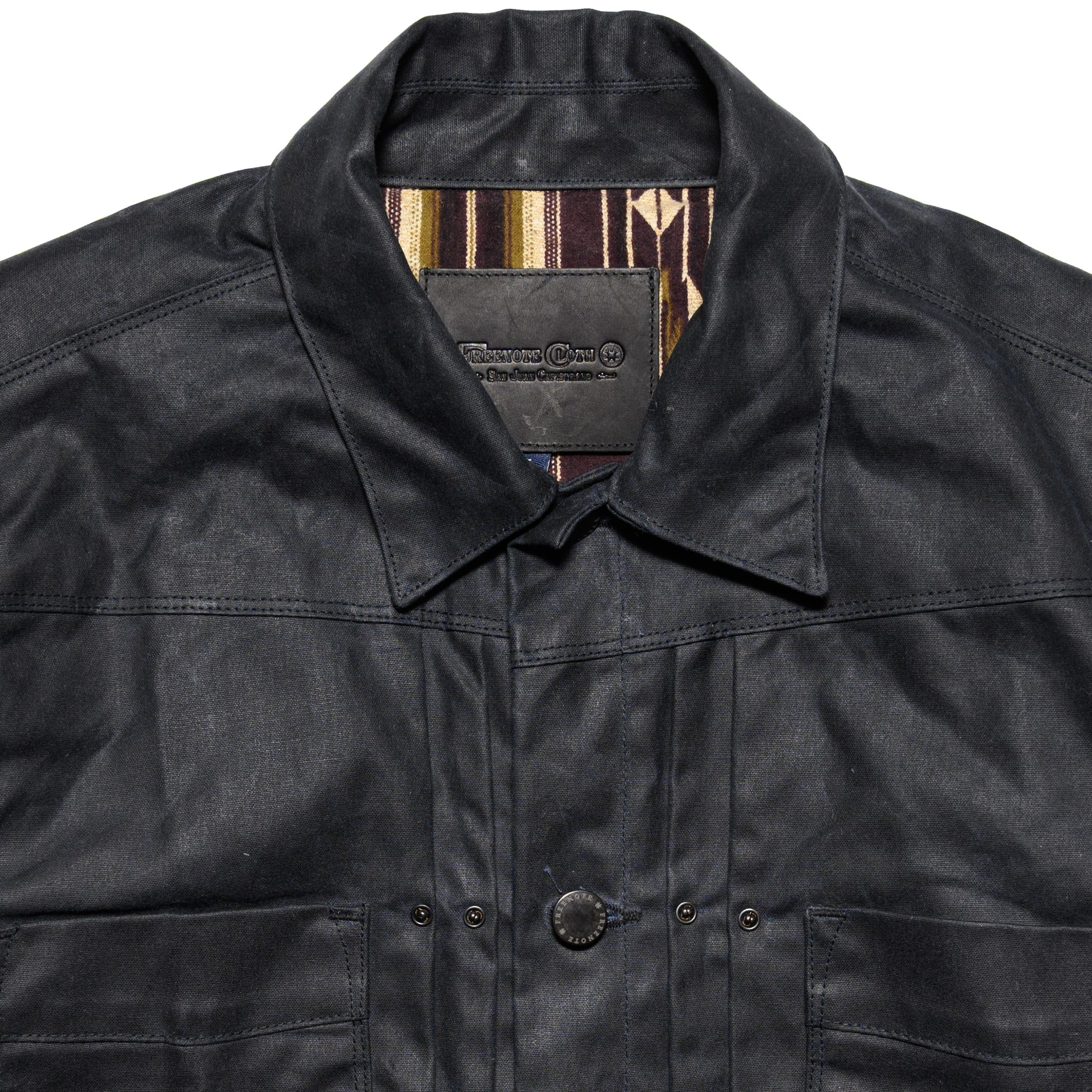 RJ-1 Riders Jacket Waxed Canvas - Black (Purple Lining) - Image 3