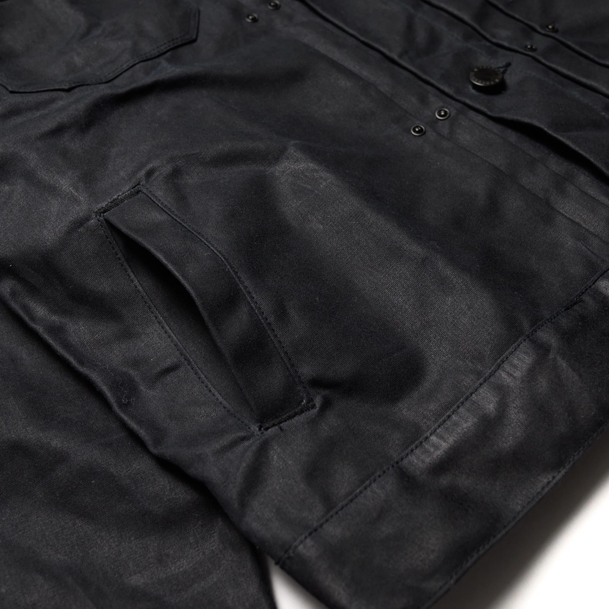 RJ-1 Riders Jacket Waxed Canvas - Black (Purple Lining) - Image 7
