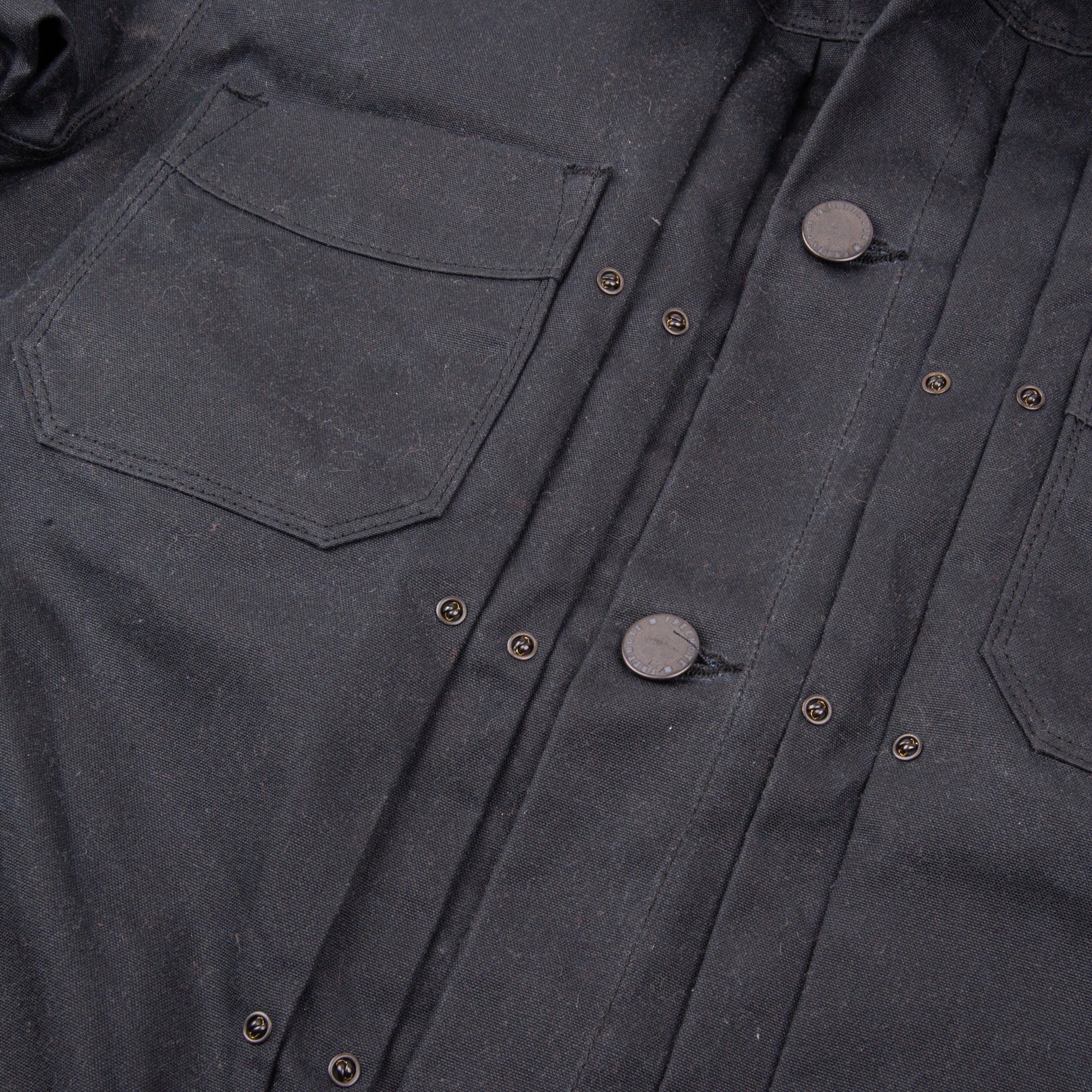 RJ-1 Riders Jacket Waxed Canvas - Black (Rust Lining) - Image 3