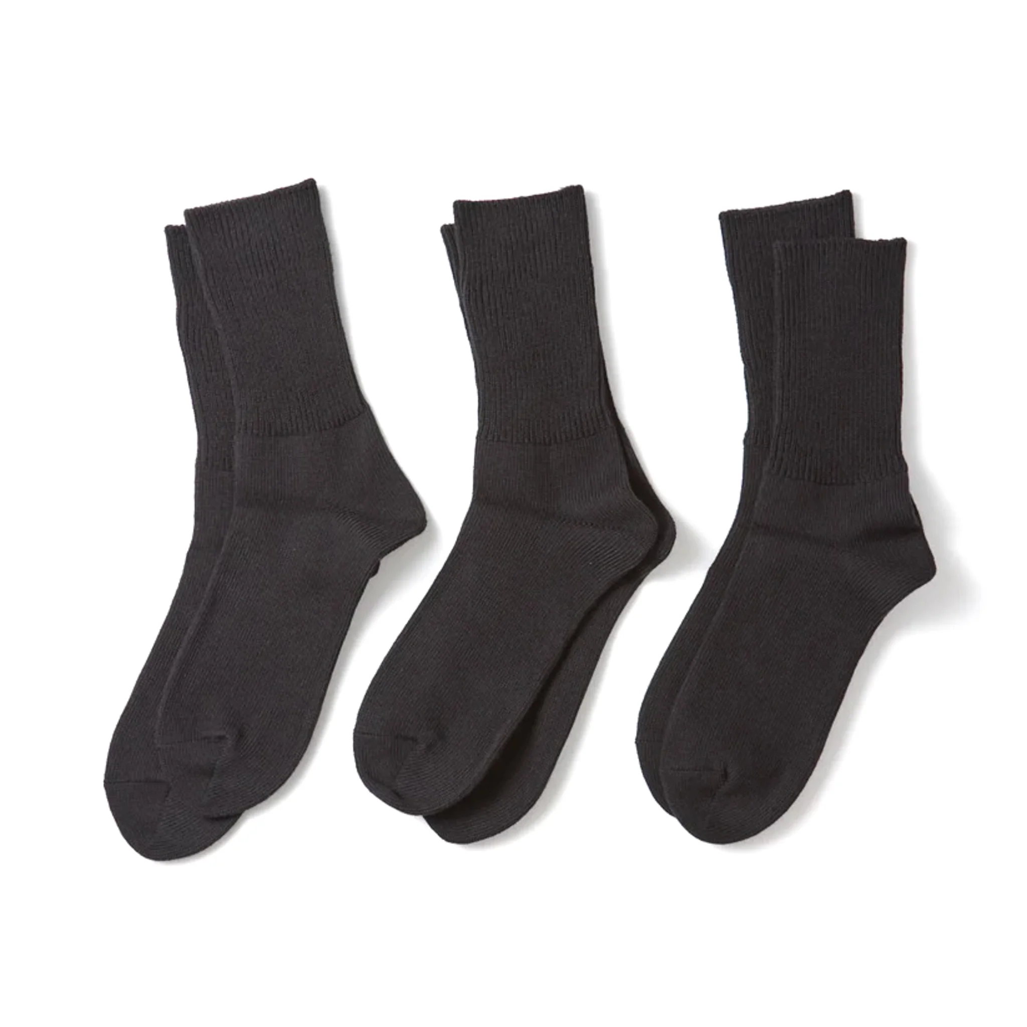 R1427 Organic Daily 3 Pack Ribbed Crew Socks - Black - Image 2