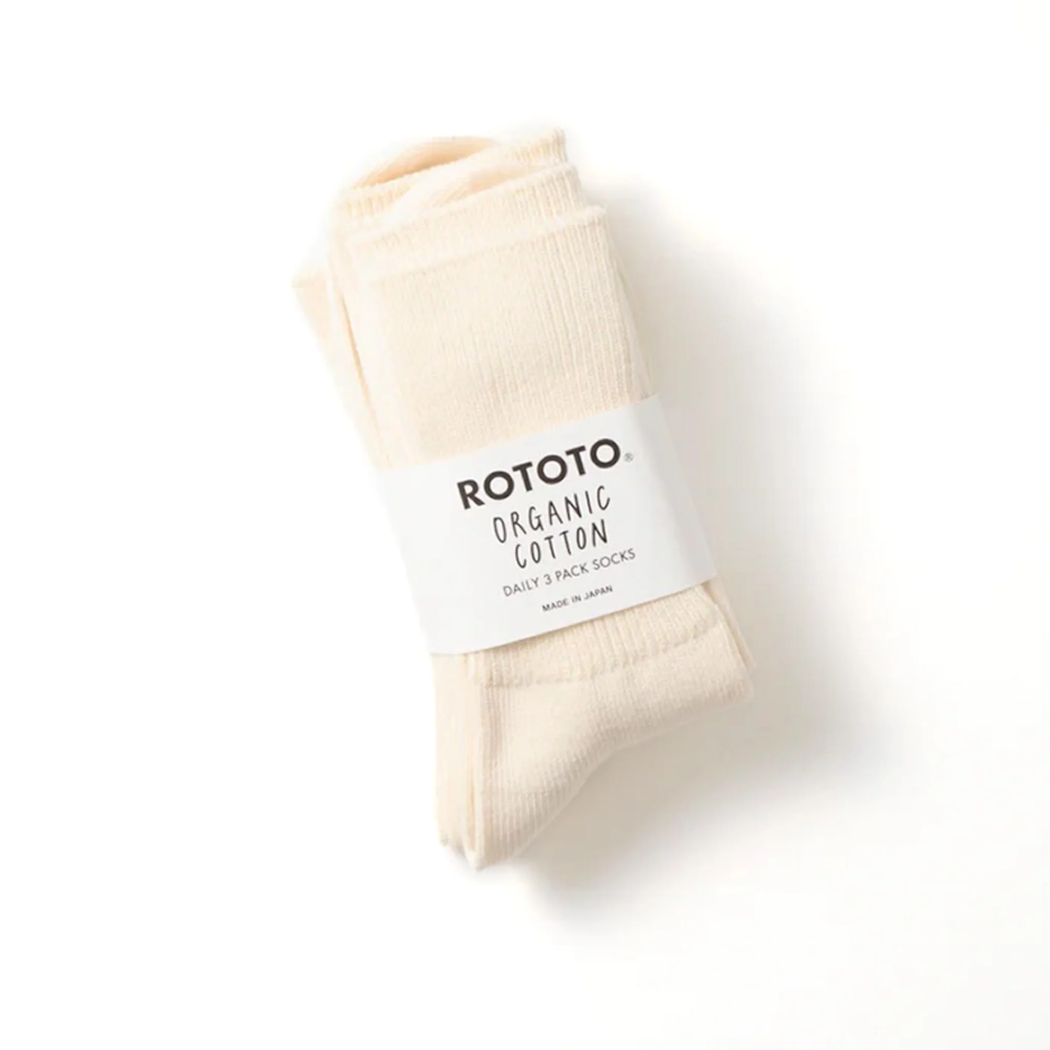 R1427 Organic Daily 3 Pack Ribbed Crew Socks - Ivory