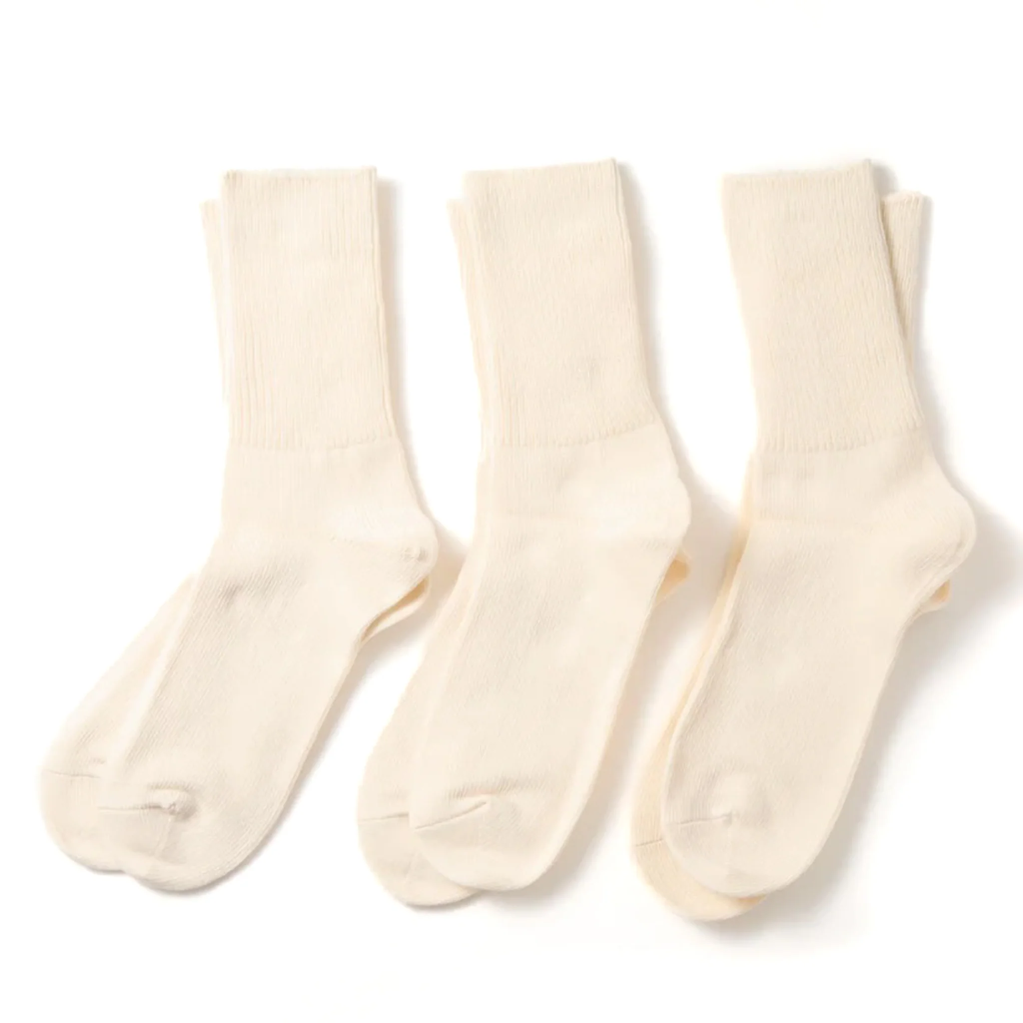 R1427 Organic Daily 3 Pack Ribbed Crew Socks - Ivory - Image 2