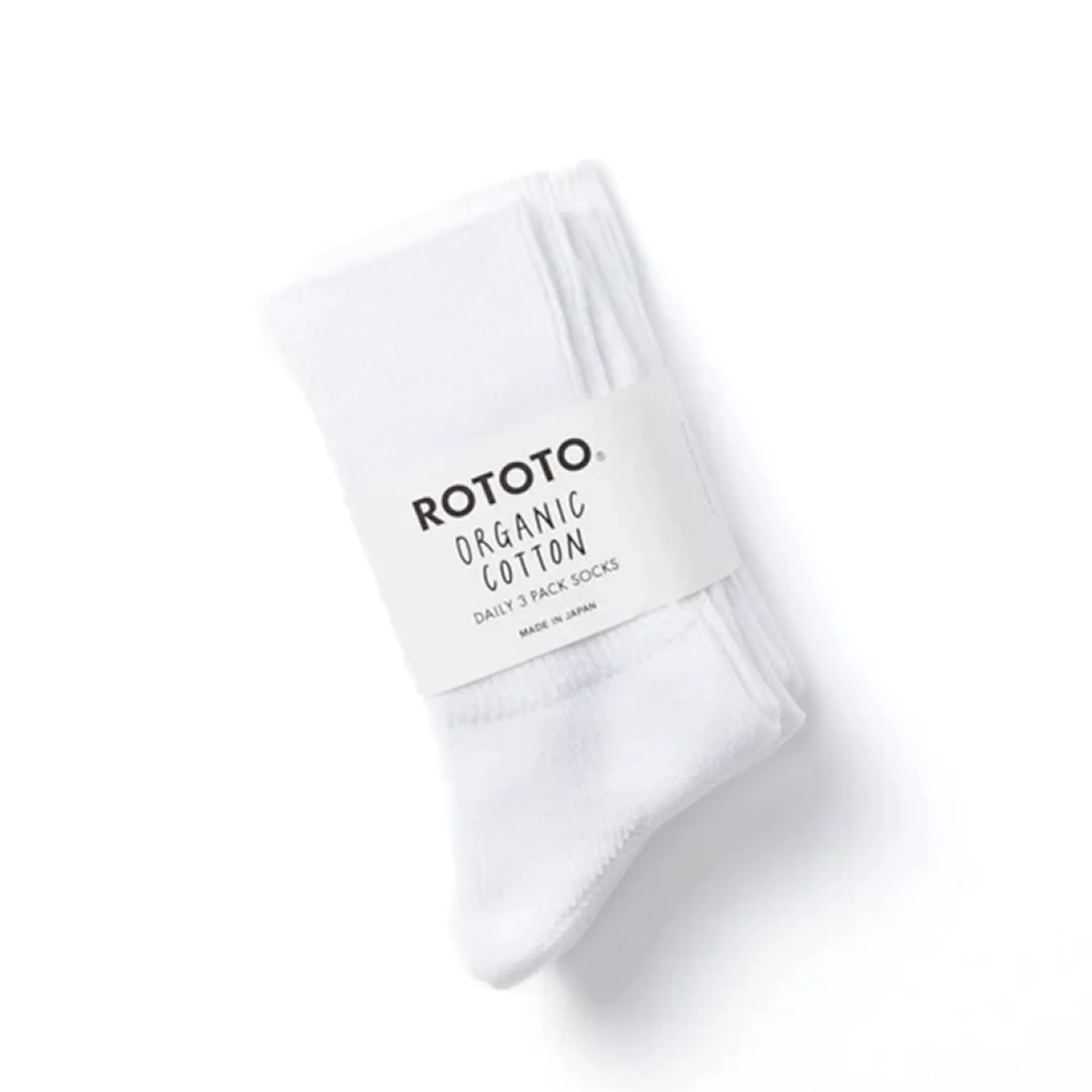 R1427 Organic Daily 3 Pack Ribbed Crew Socks - White