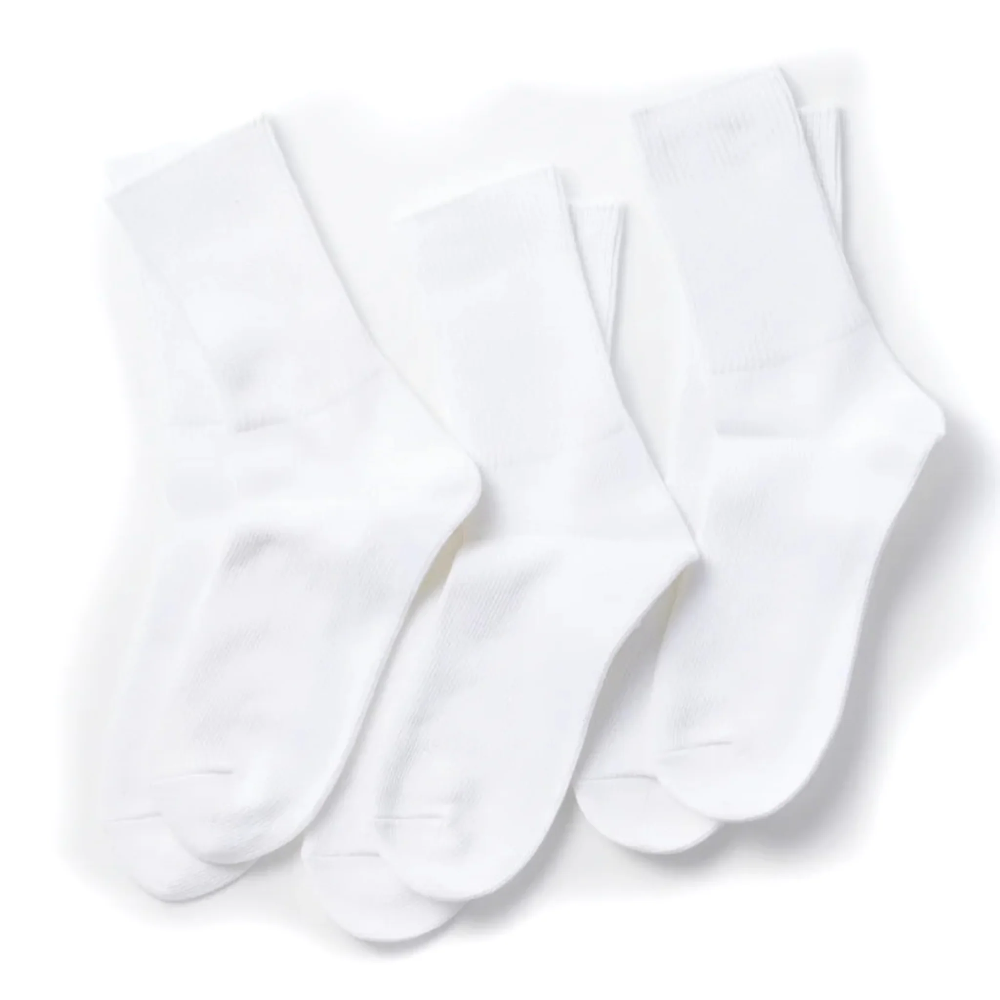 R1427 Organic Daily 3 Pack Ribbed Crew Socks - White - Image 2