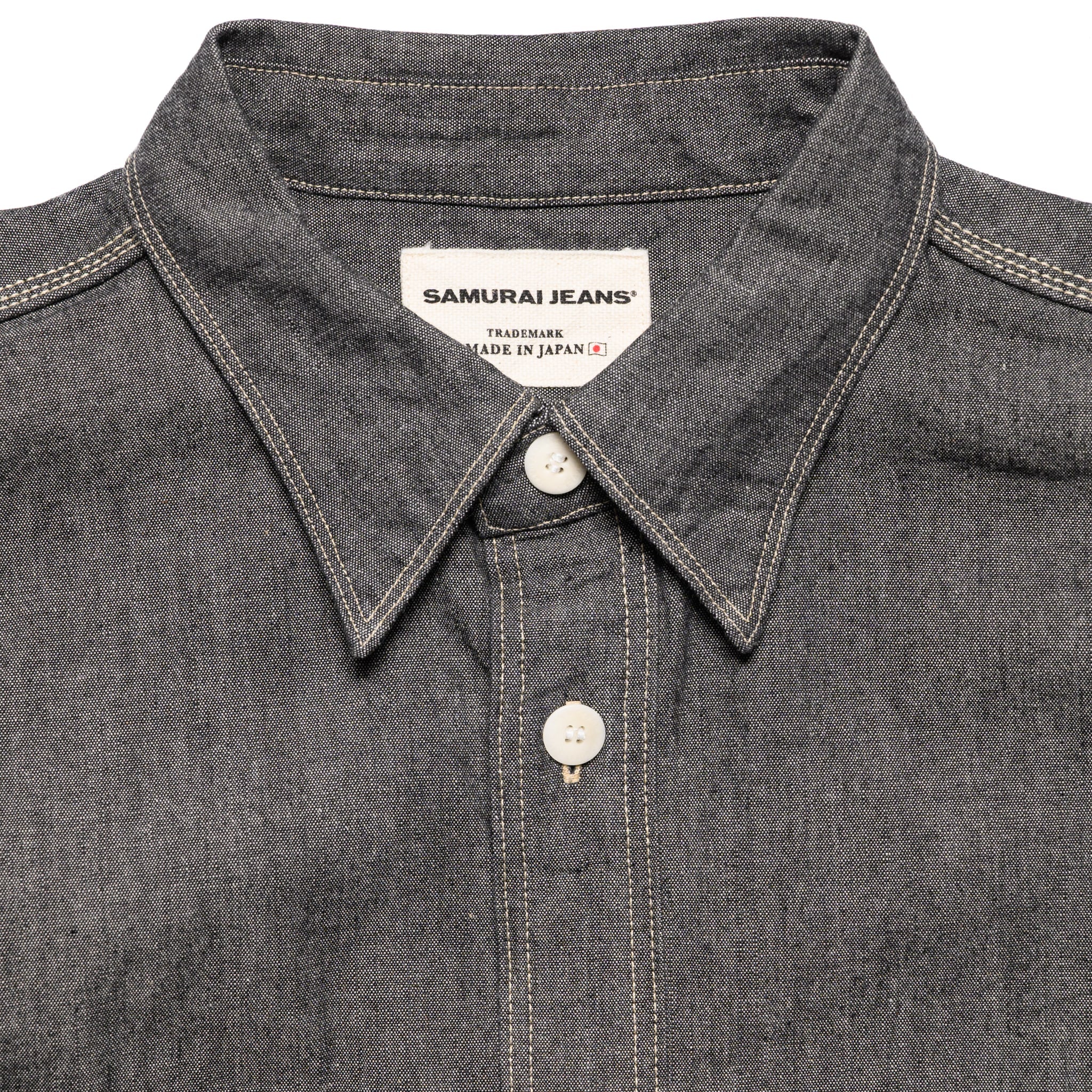 SJCBS25W Selvedge Chambray Work Shirt - Black - Image 3