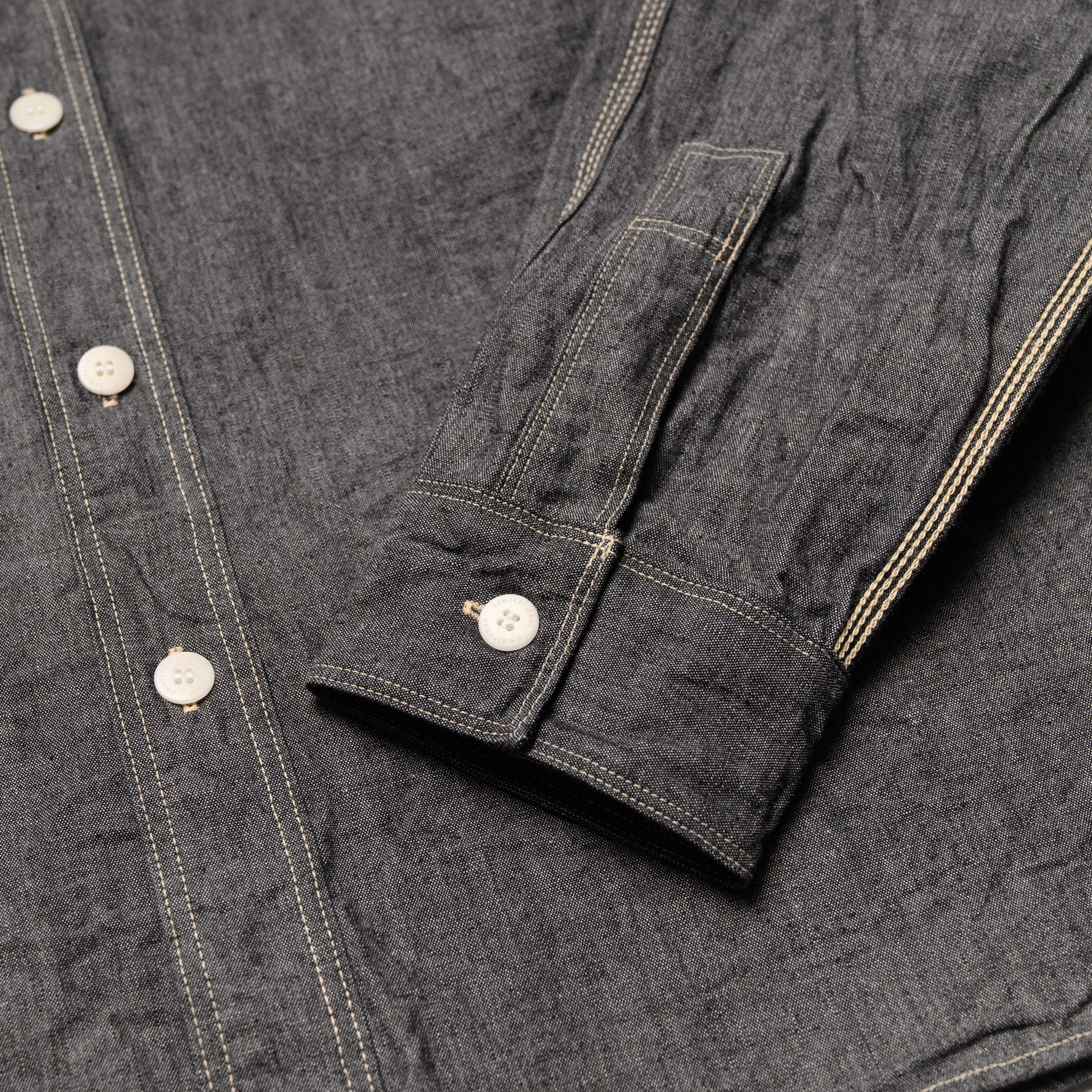 SJCBS25W Selvedge Chambray Work Shirt - Black - Image 8