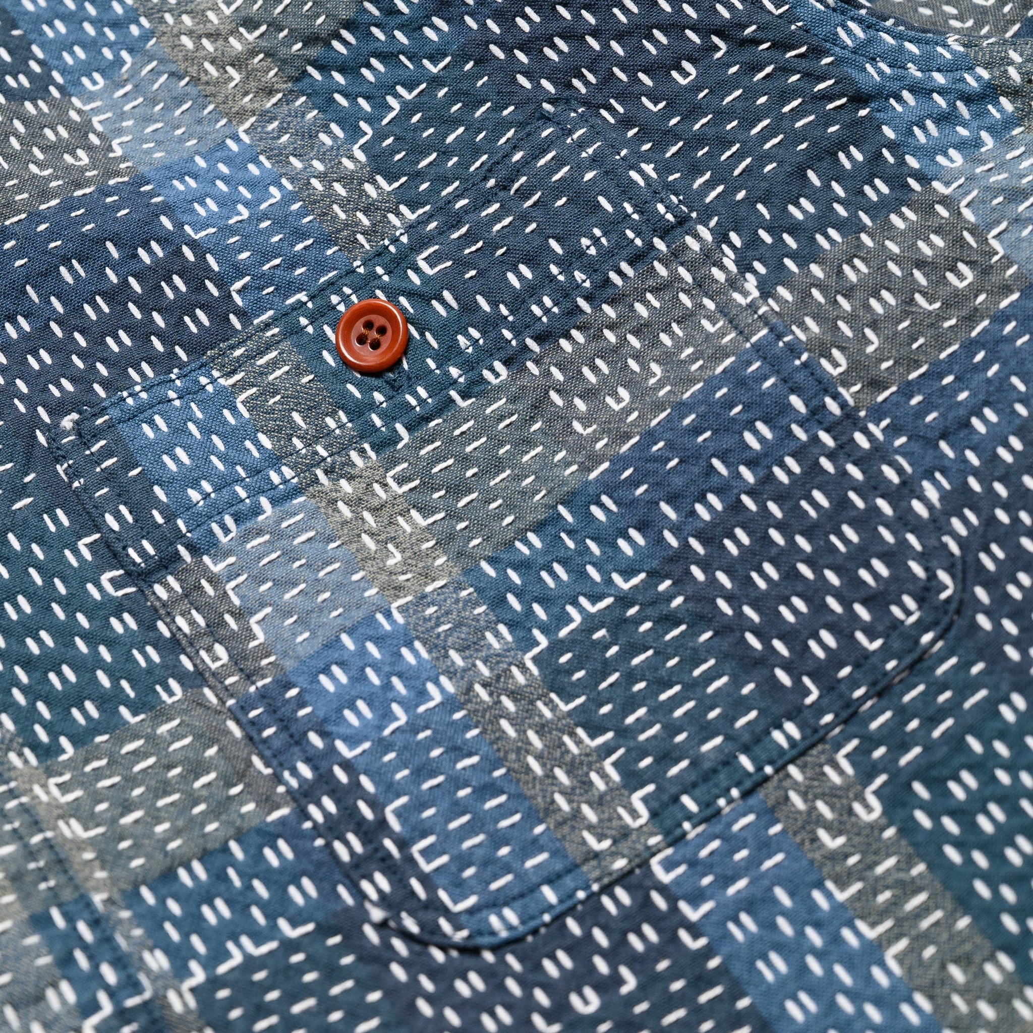 5651 Sashiko Boro Noragi Work Shirt - Blue - Image 5