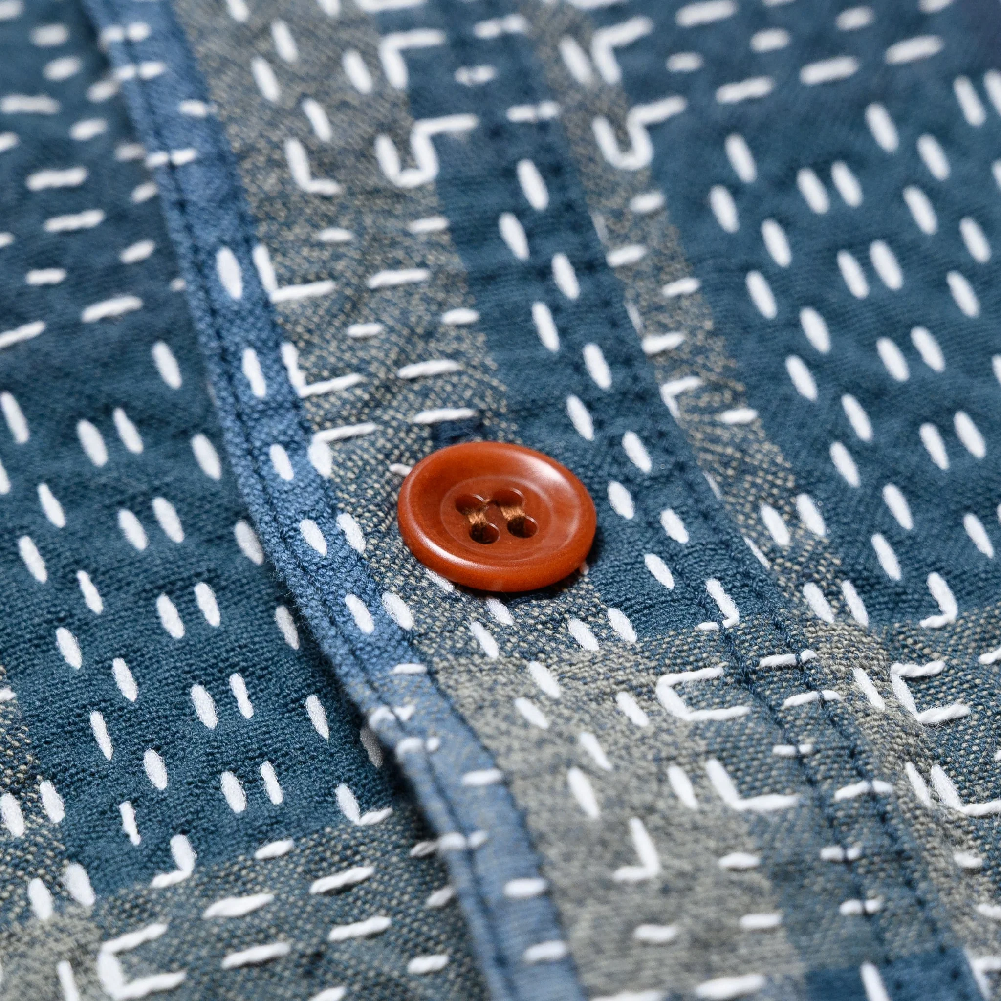 5651 Sashiko Boro Noragi Work Shirt - Blue - Image 6