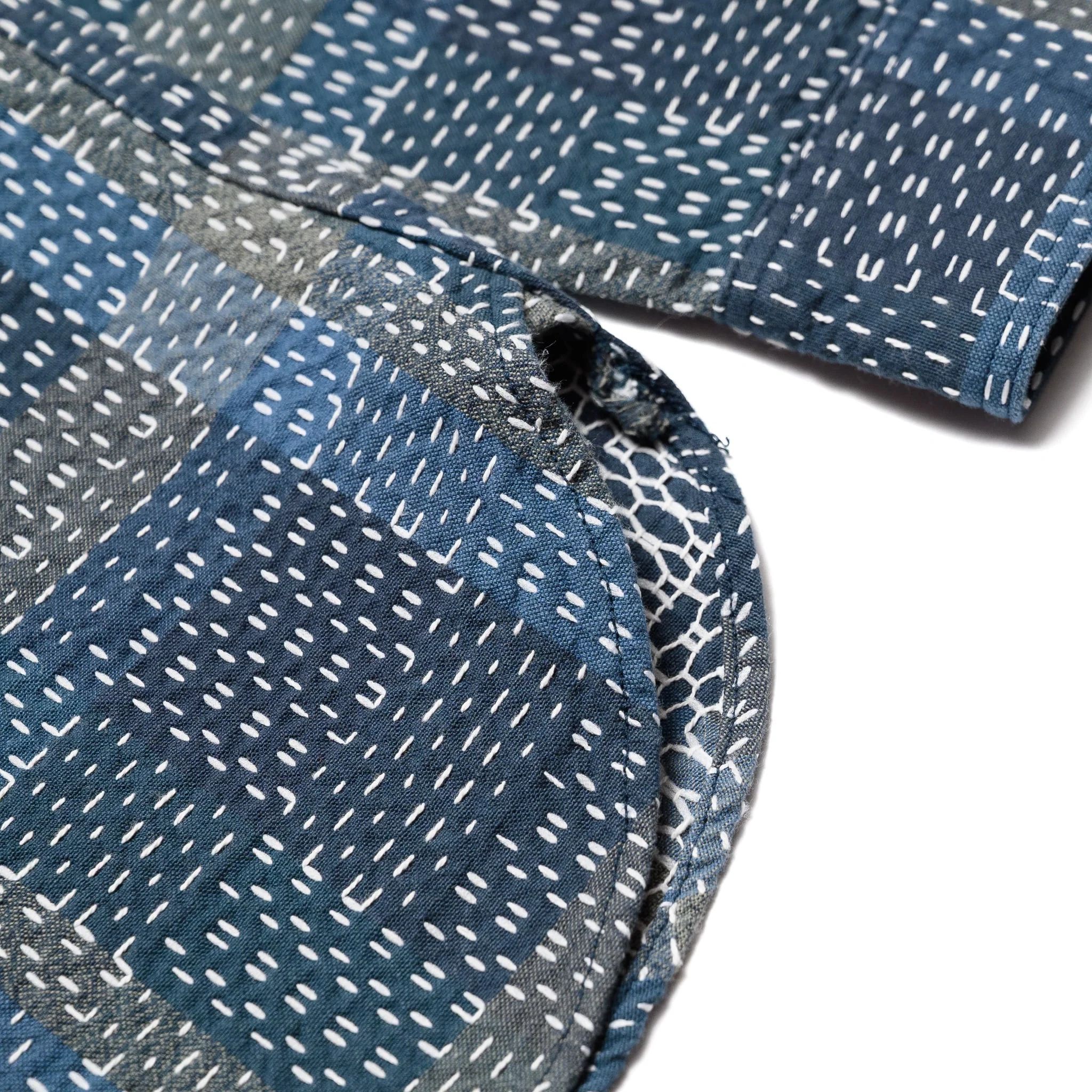 5651 Sashiko Boro Noragi Work Shirt - Blue - Image 7