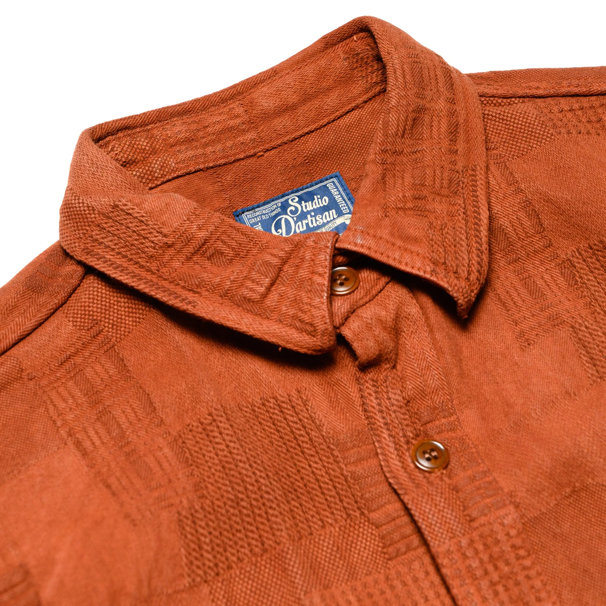 5717 "Amami Dorozome" Boro Jacquard Shirt - Brown - Image 3